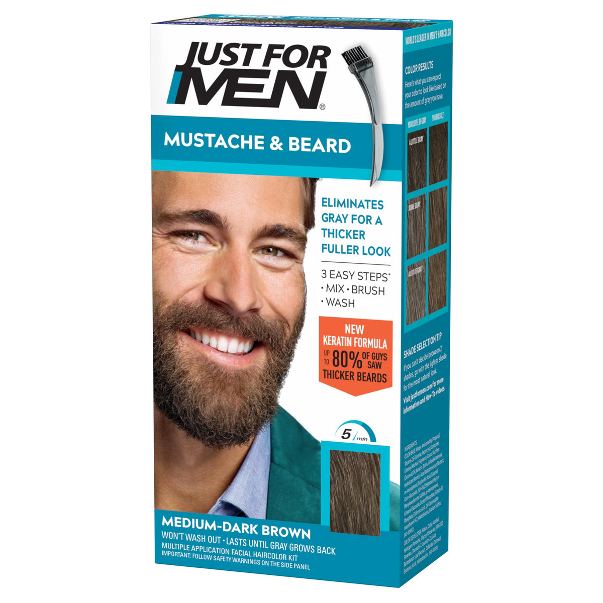 Just For Men Mustache & Beard color application brush for quick gray coverage.