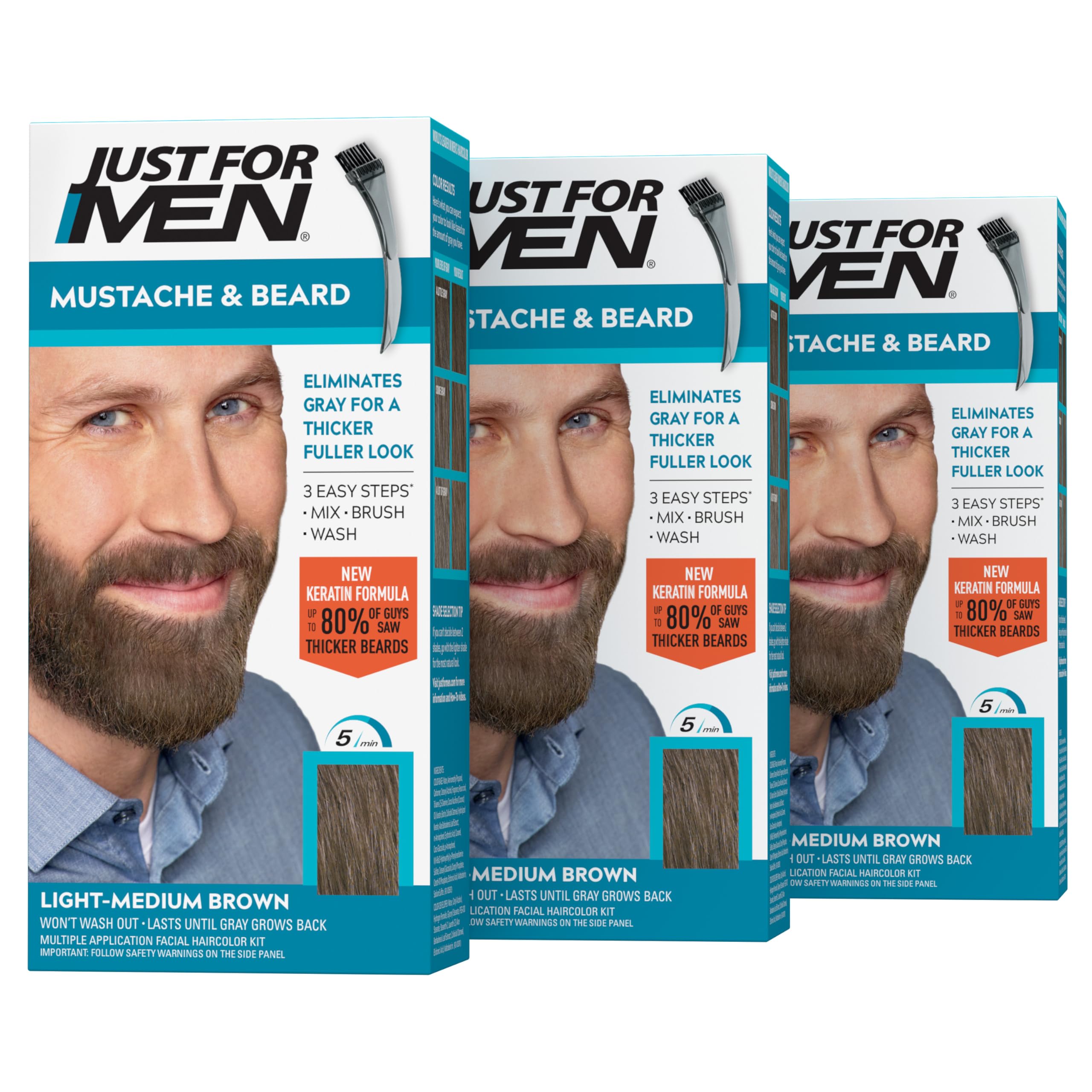 Just For Men Mustache & Beard brush application for fast gray coverage.