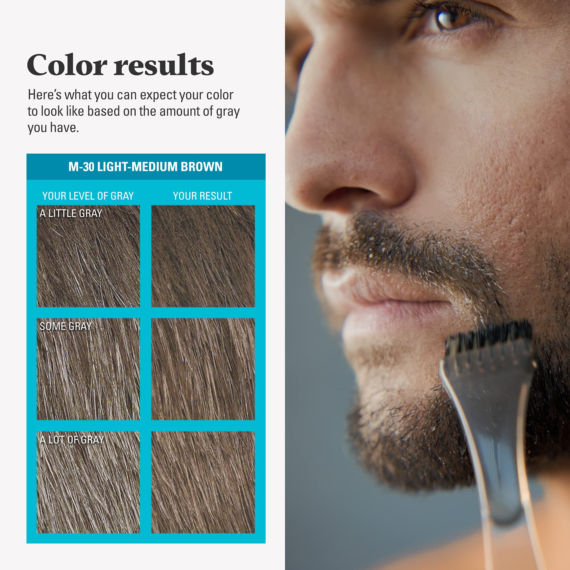 Just For Men Mustache & Beard packaging shows Biotin Aloe Coconut Oil ingredients.