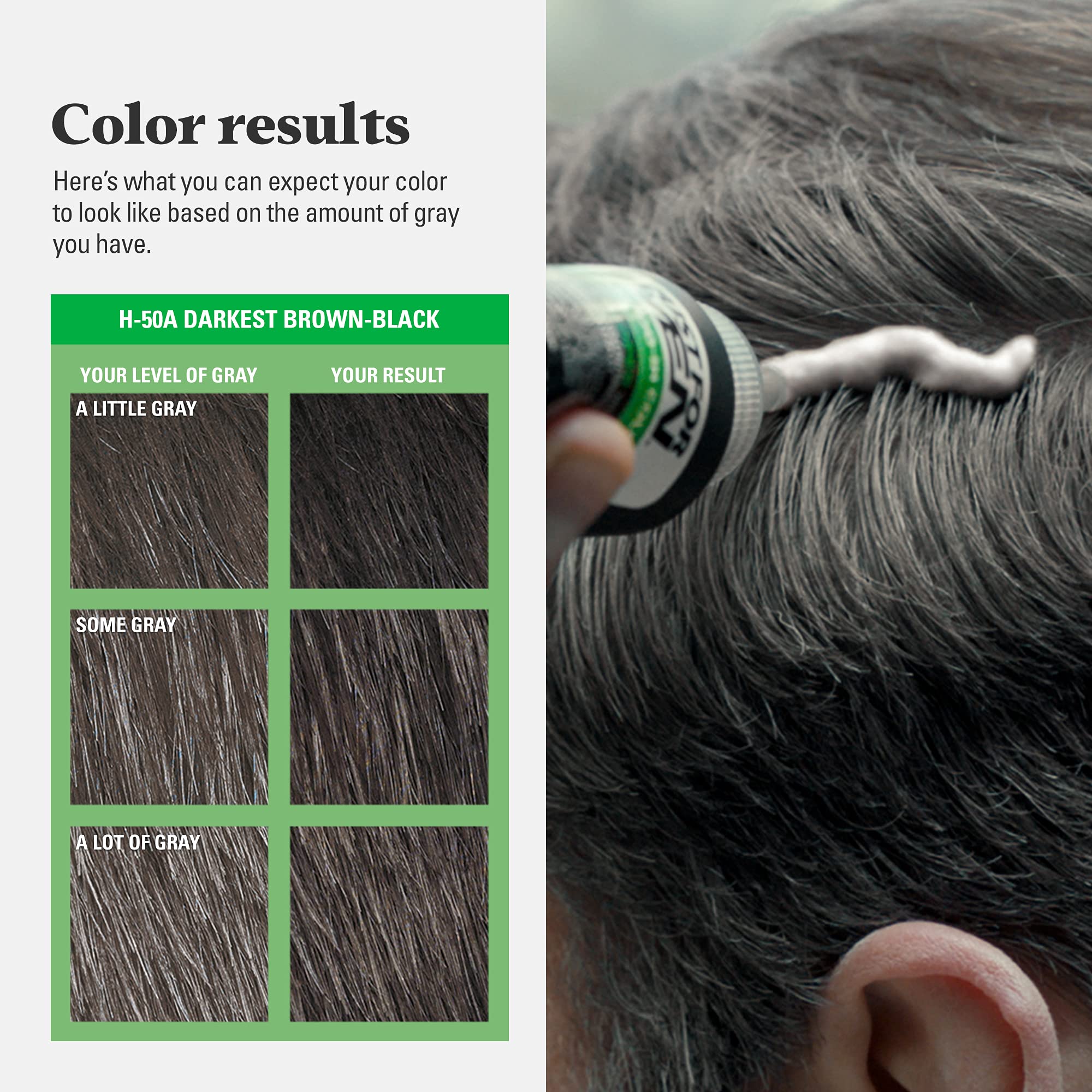 Just For Men Shampoo-In Color gloves application demonstrating stain-free process.