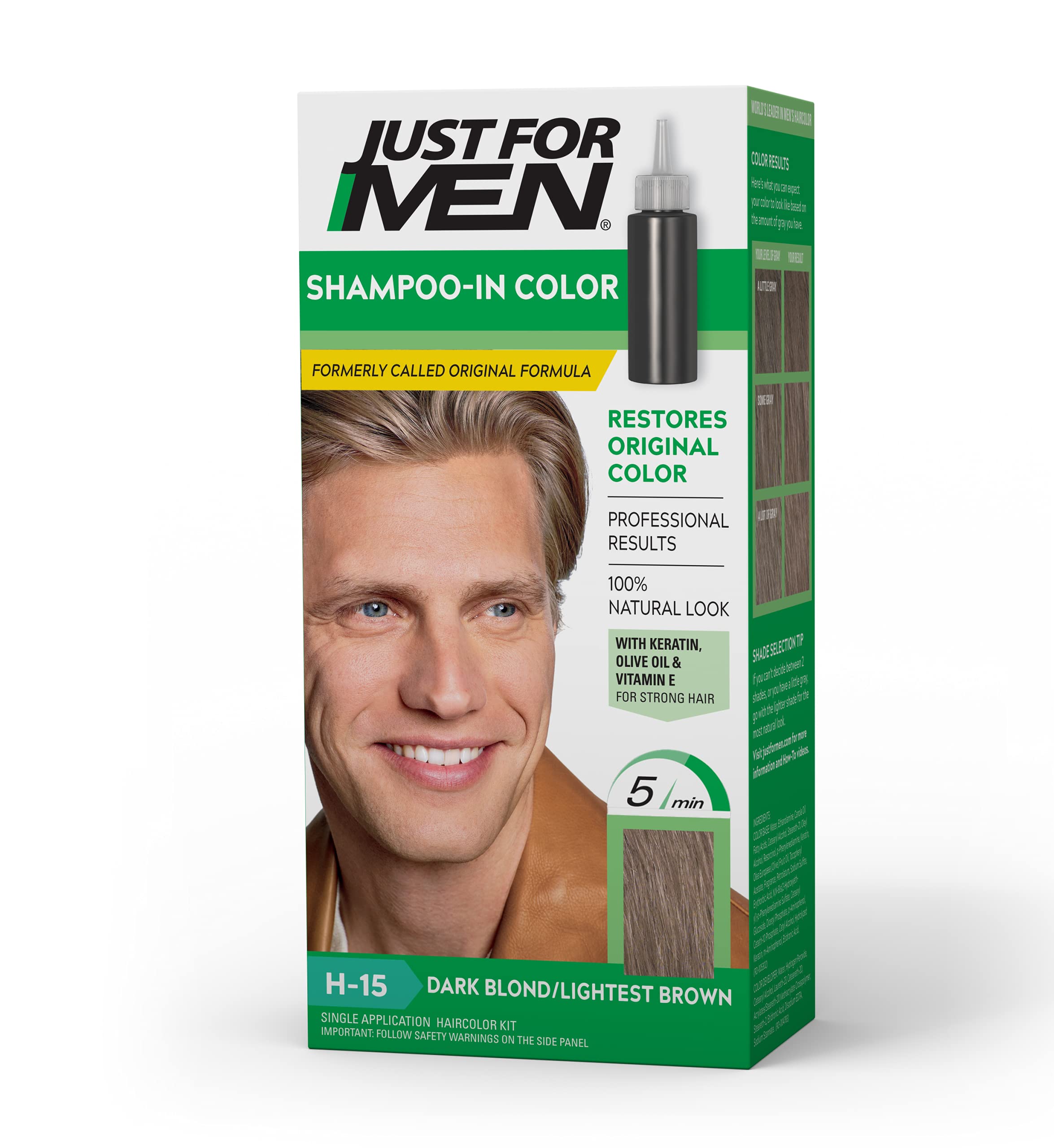 Just For Men Shampoo-In Color H15 Dark Blond/Lightest Brown gray coverage
