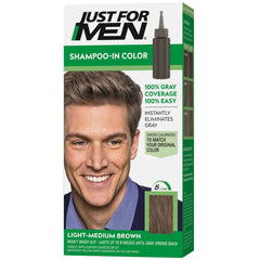 Just For Men Shampoo-In Color box and applicator showing easy color application.