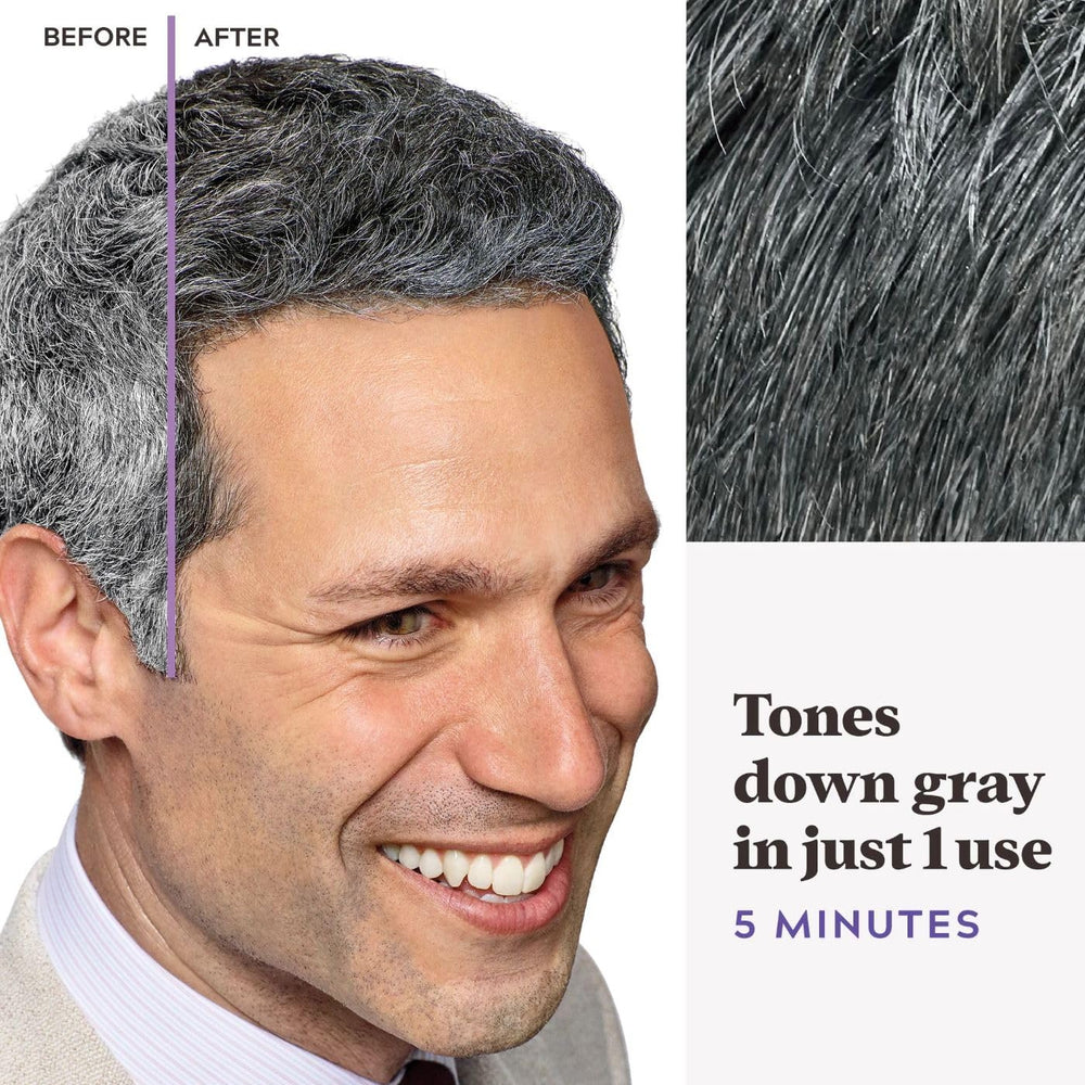 Just For Men Touch of Gray Black T-55 shade for natural contrast.