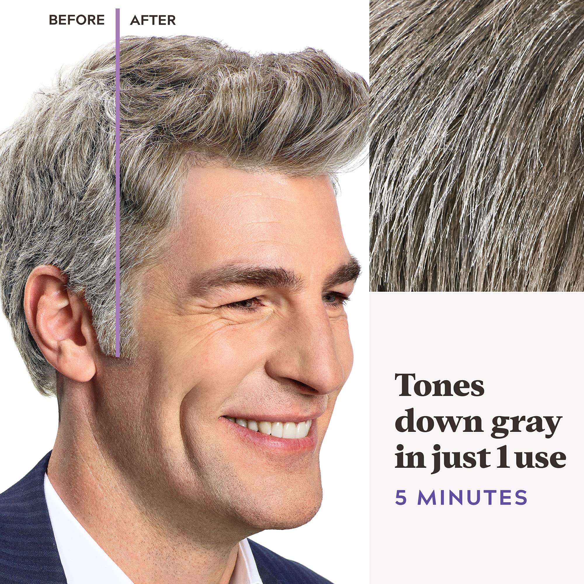 Just For Men Touch of Gray results in a subtle salt-and-pepper look.