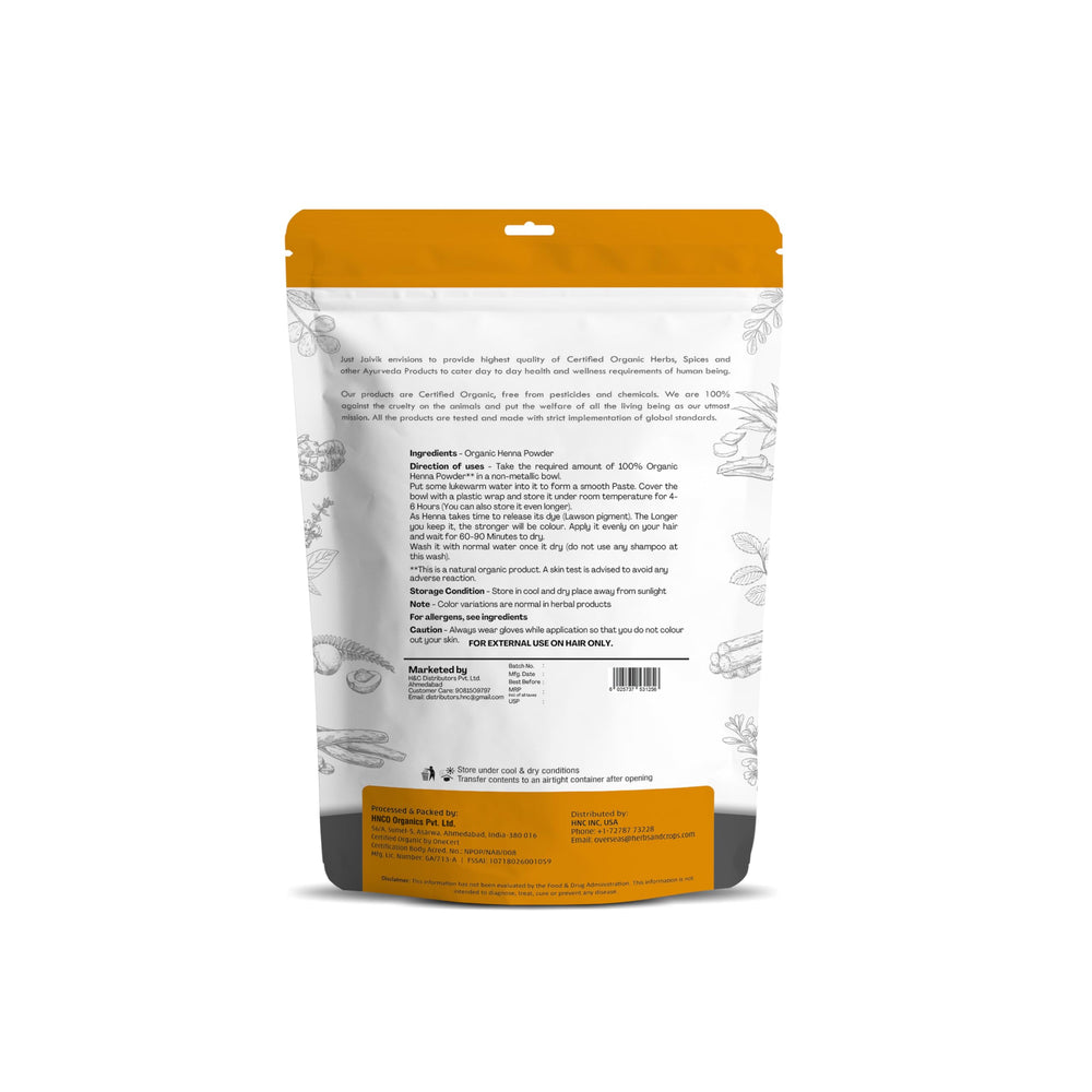 Just Jaivik Henna Powder pour demonstrates easy mixing for safe natural color.