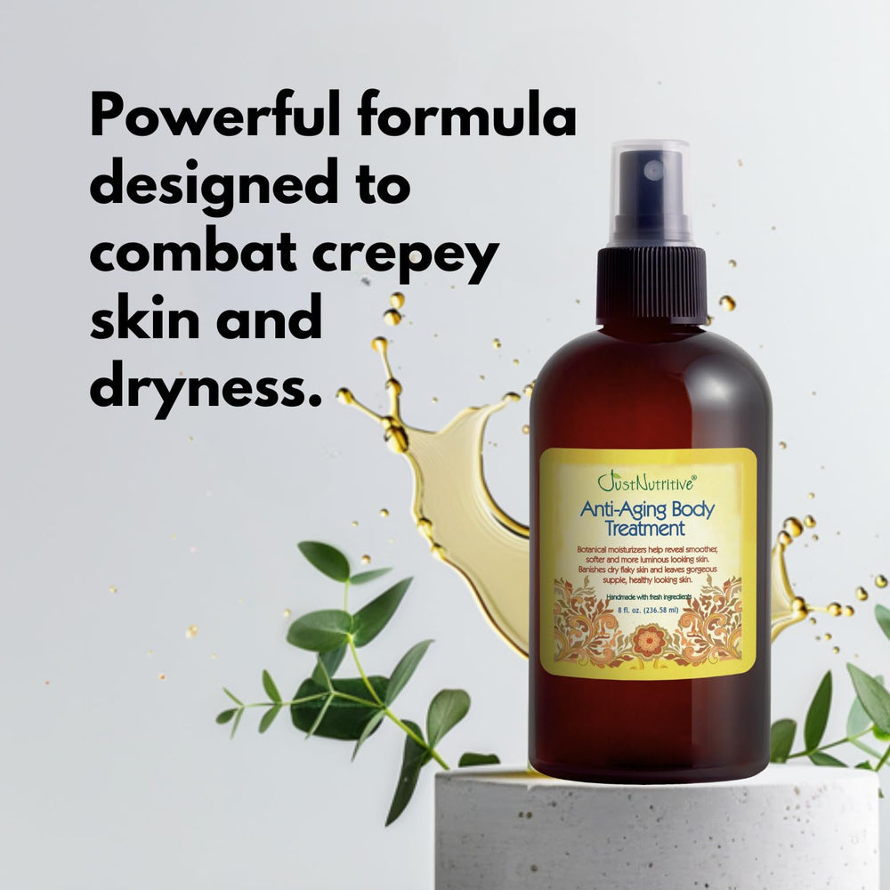 Close-up texture of the creamy oil blend from Just Nutritive anti-aging body treatment.