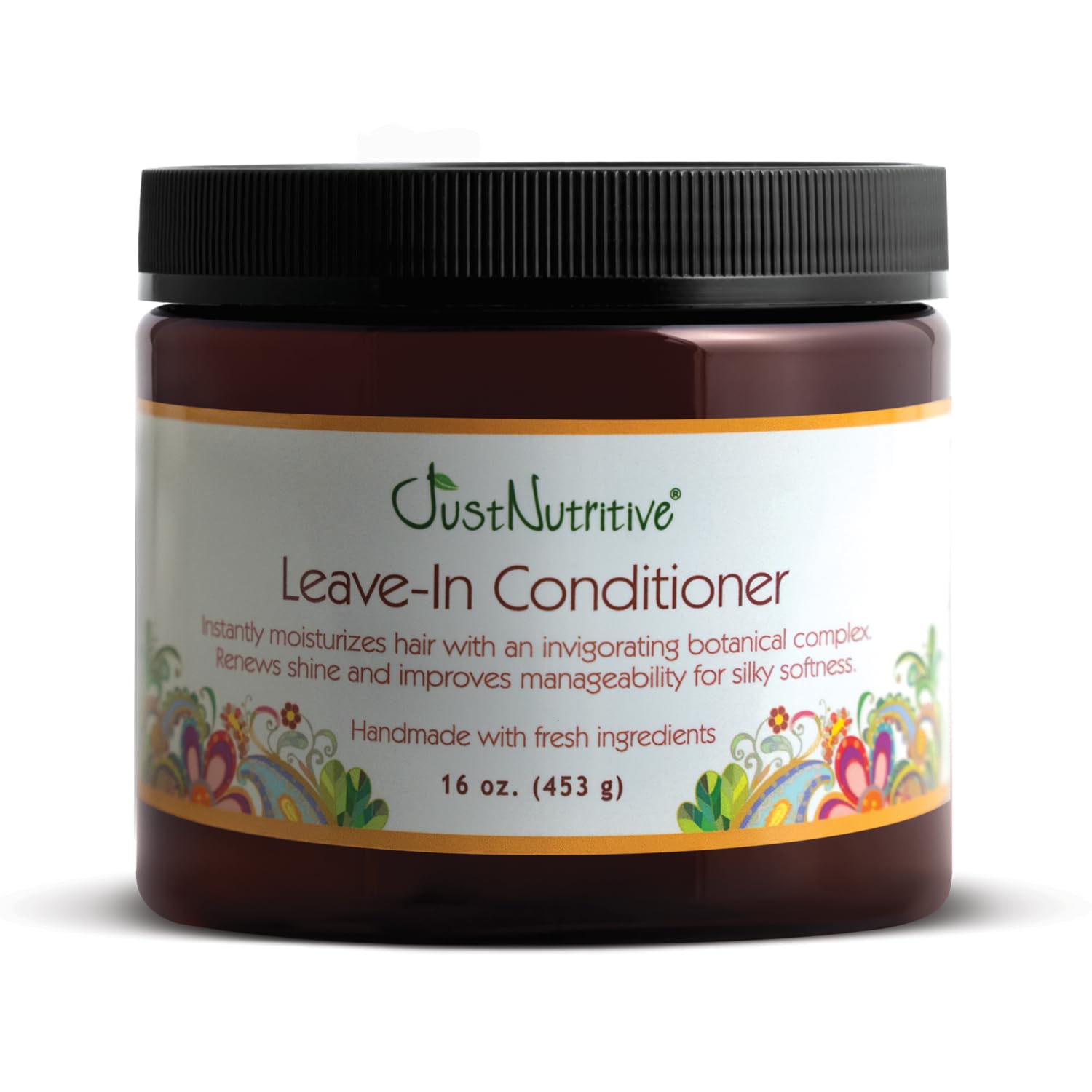 Just Nutritive Leave-In Bottle Closeup highlights hydrating care for smoother hair.