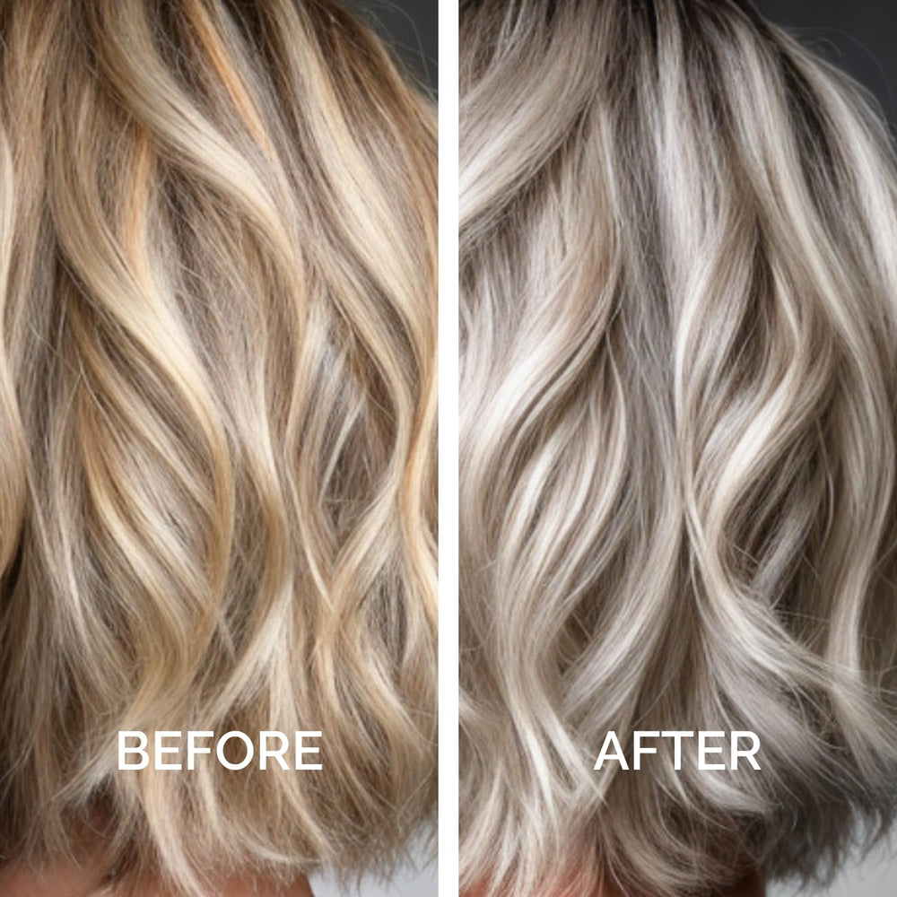 Post-use shine on cool-toned hair with Just Nutritive Purple Shampoo.