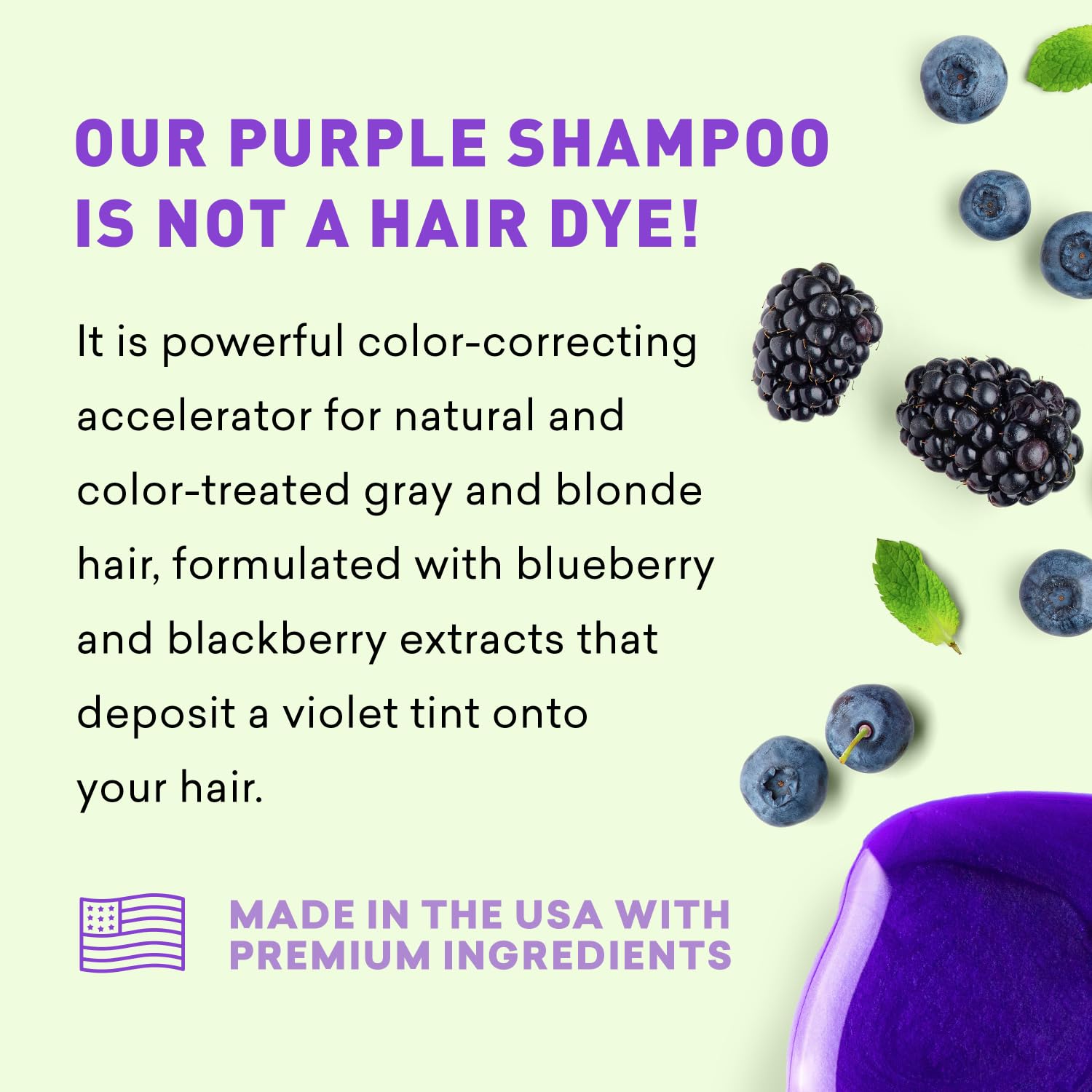 Sulfate-free, paraben-free formula for hair care with Just Nutritive Purple Shampoo.