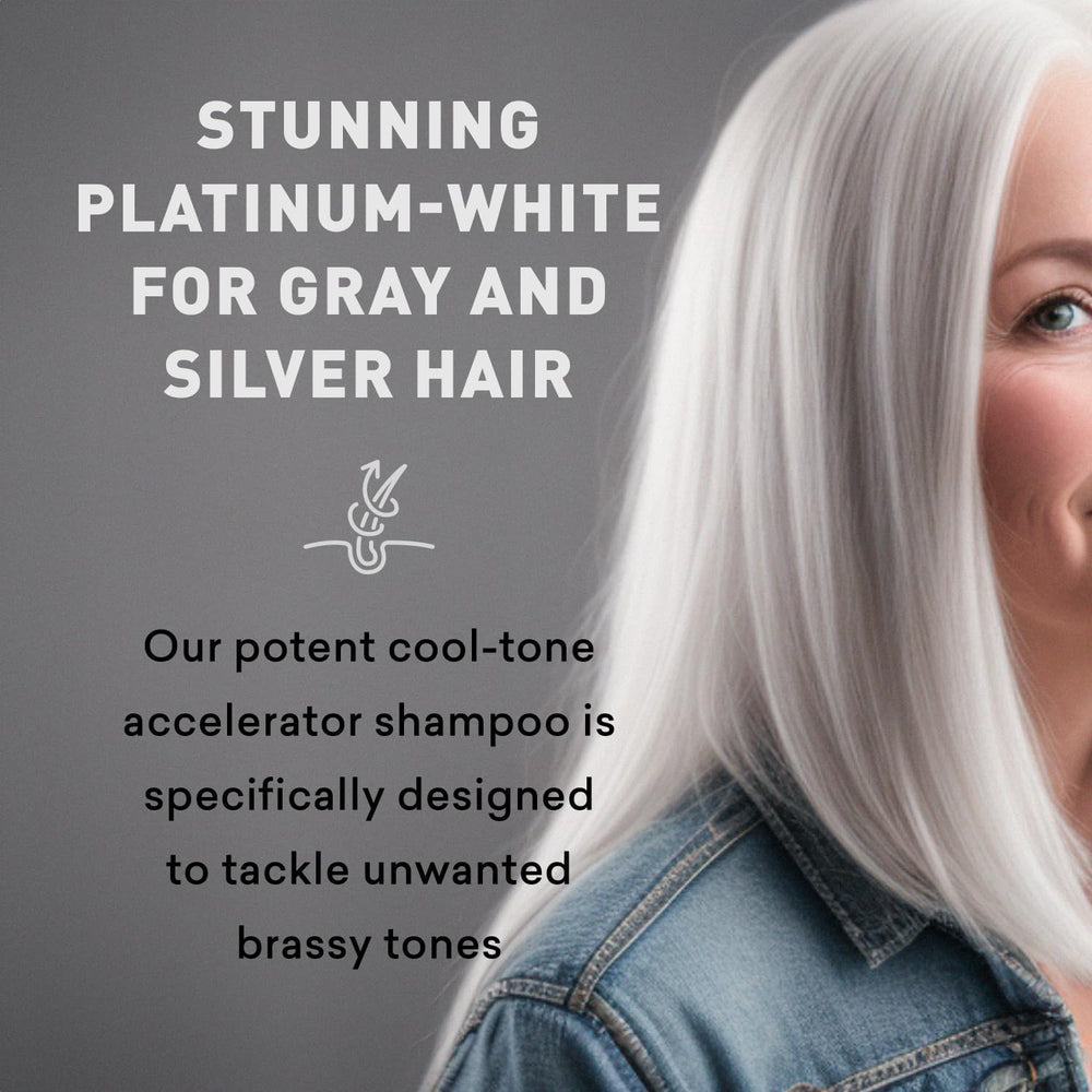 Color-treated blonde maintained with Just Nutritive Purple Shampoo.