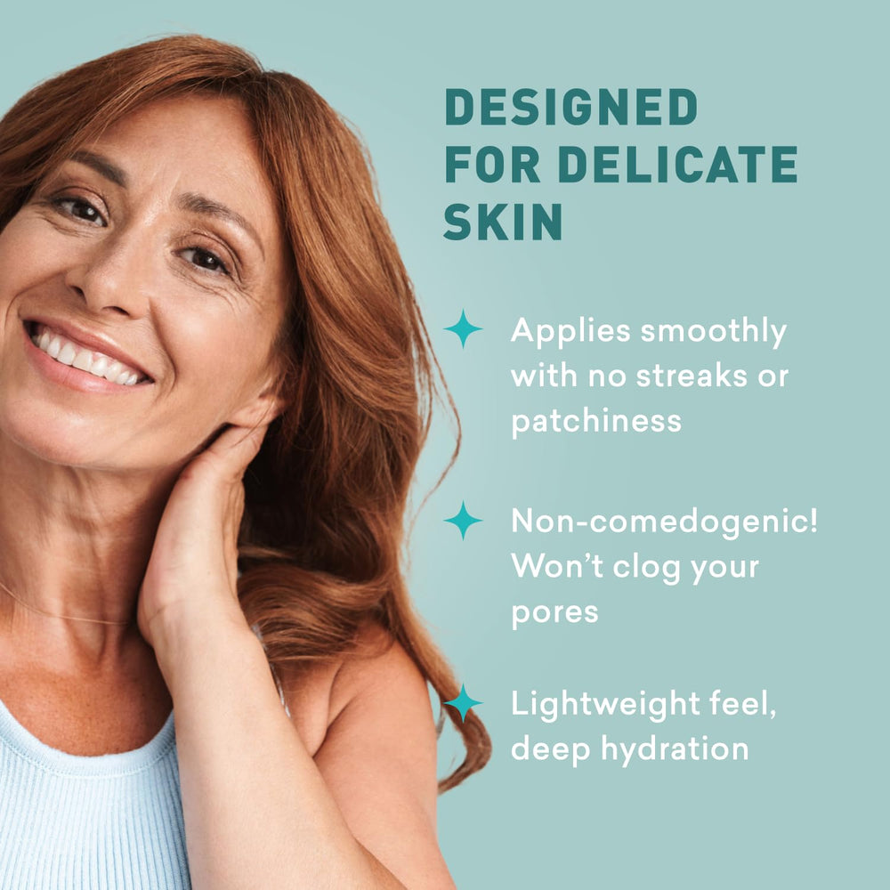 Just Nutritive sunless tanning daily facial cream texture close-up for smooth, nourished tan.