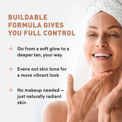 Just Nutritive sunless tanning daily facial cream tube with label highlighting facial use.
