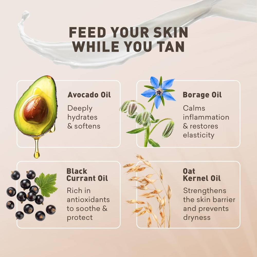 Applying lotion with hands demonstrates convenient self-tanning routine