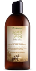 Just Nutritive Sunless Tanning Lotion Dark Tones bottle for an even bronze glow