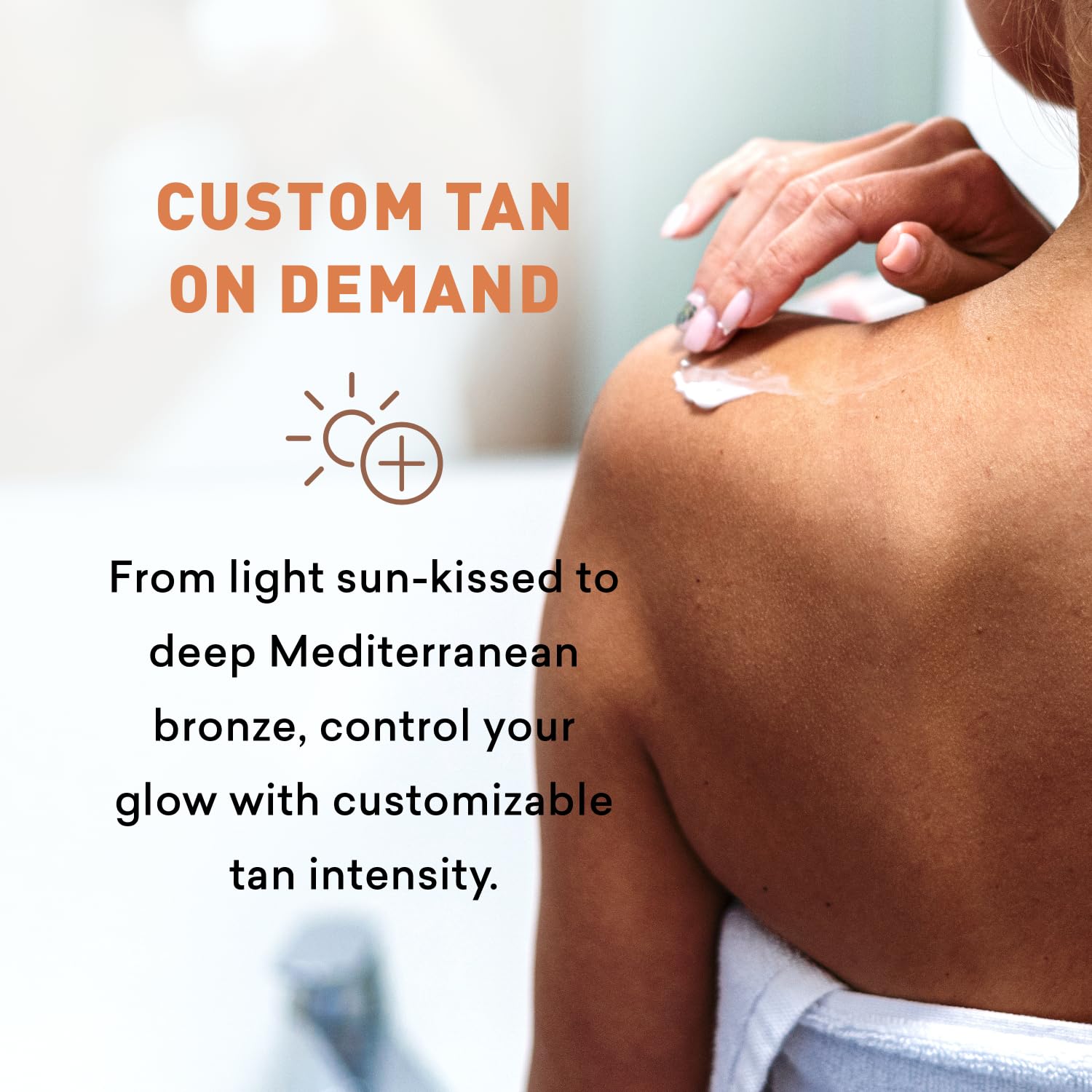 Just Nutritive sunless tanning lotion drying quickly after application.