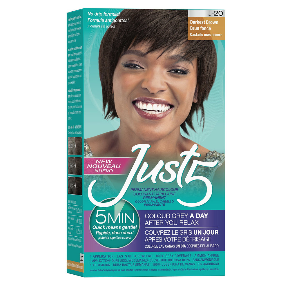 Just 5 Women's 5 Minute Color box showing natural gray coverage with conditioner.