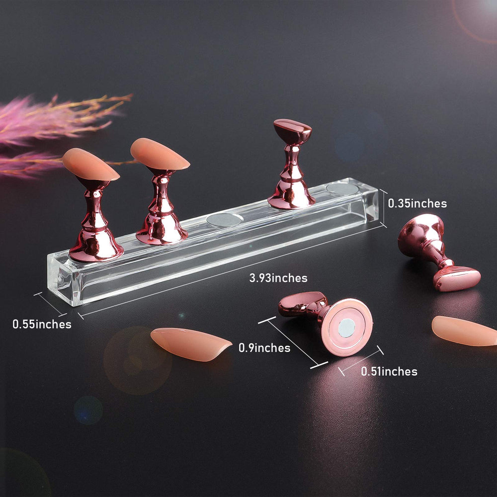 JUSTOTRY crystal acrylic base provides stable support for practice nails.