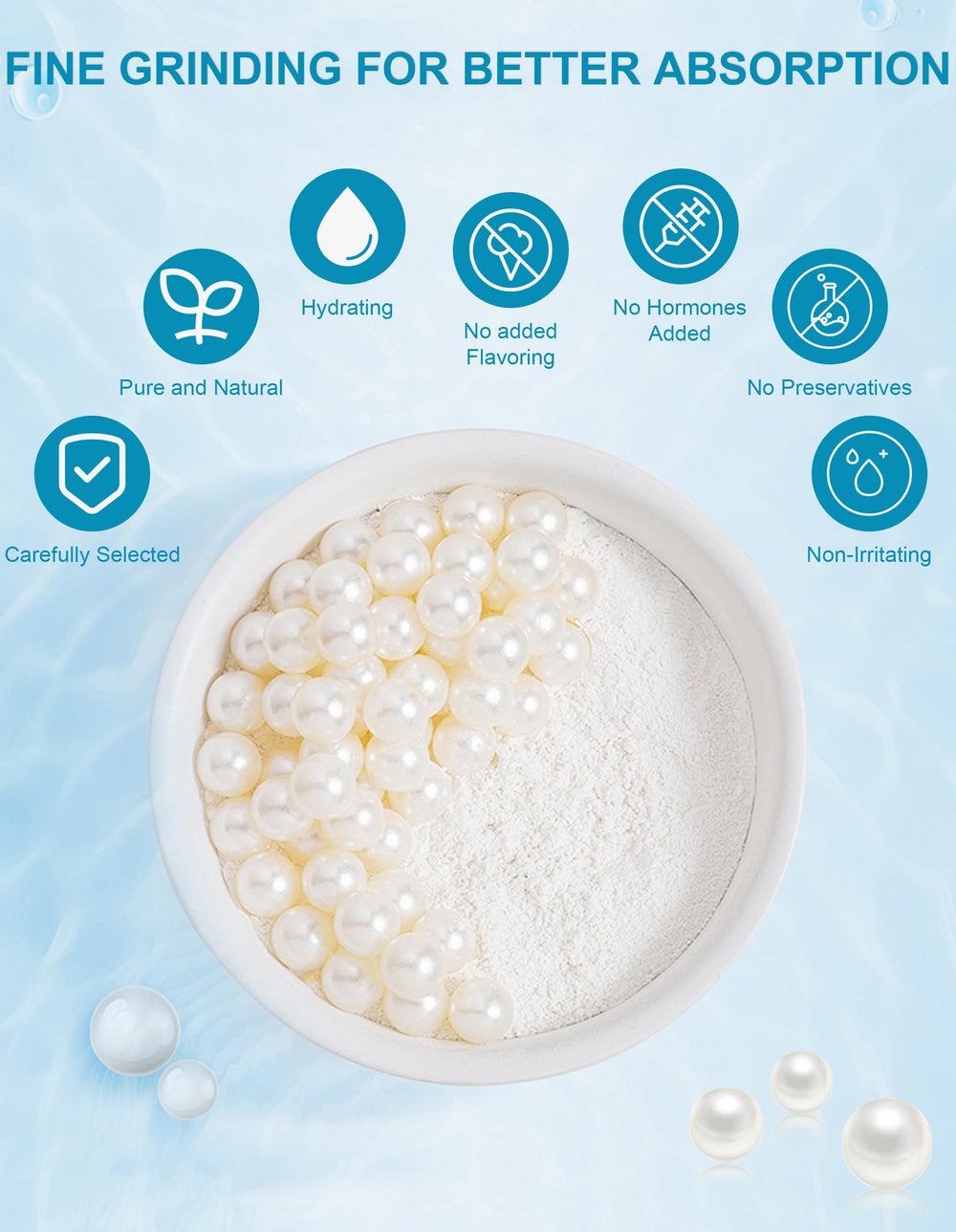Jutqut polvo de perla - uso hazlo tú mismo para cosmética y exfoliación de poros.