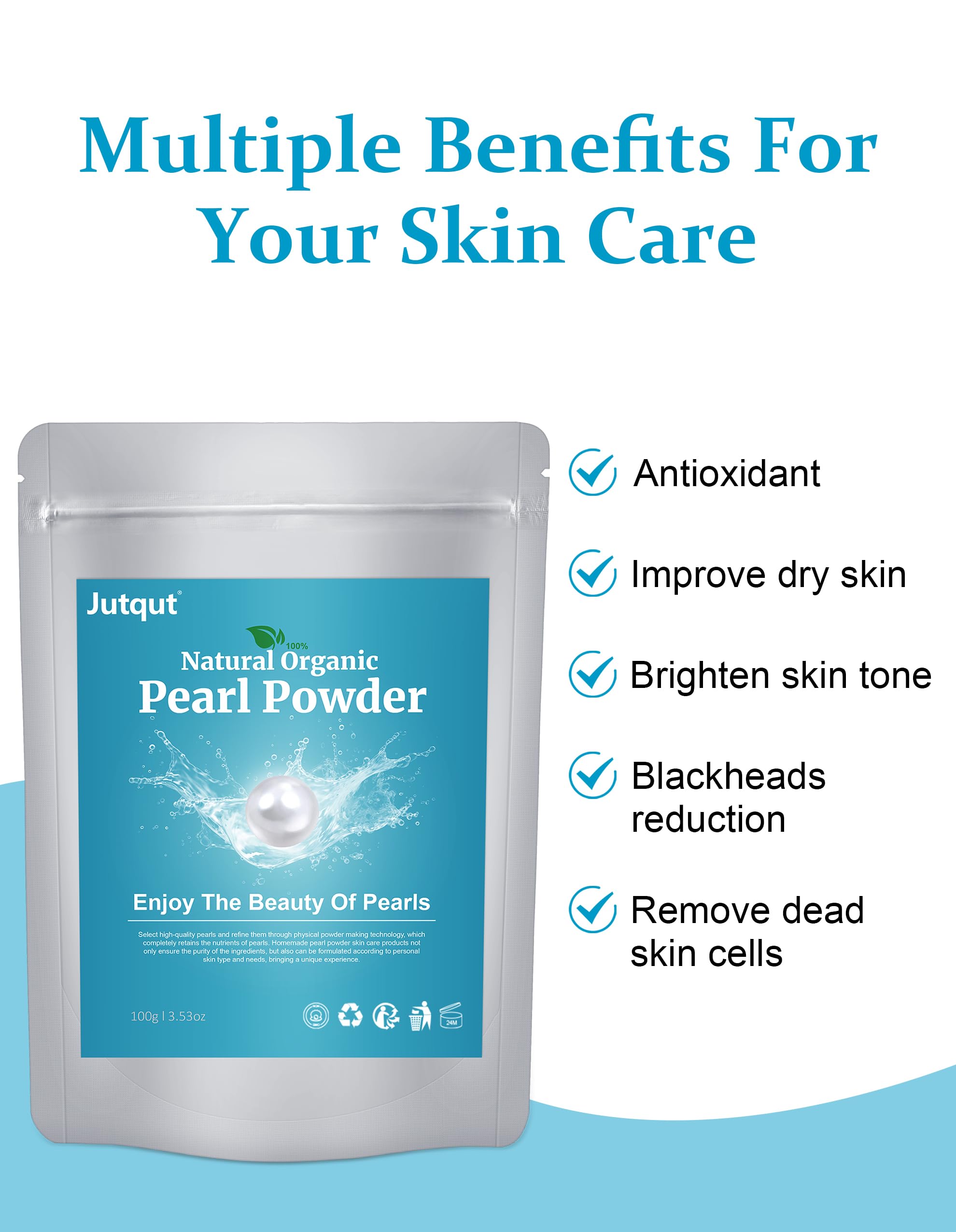 Jutqut polvo de perla - mascarilla facial para hidratación y luminosidad.