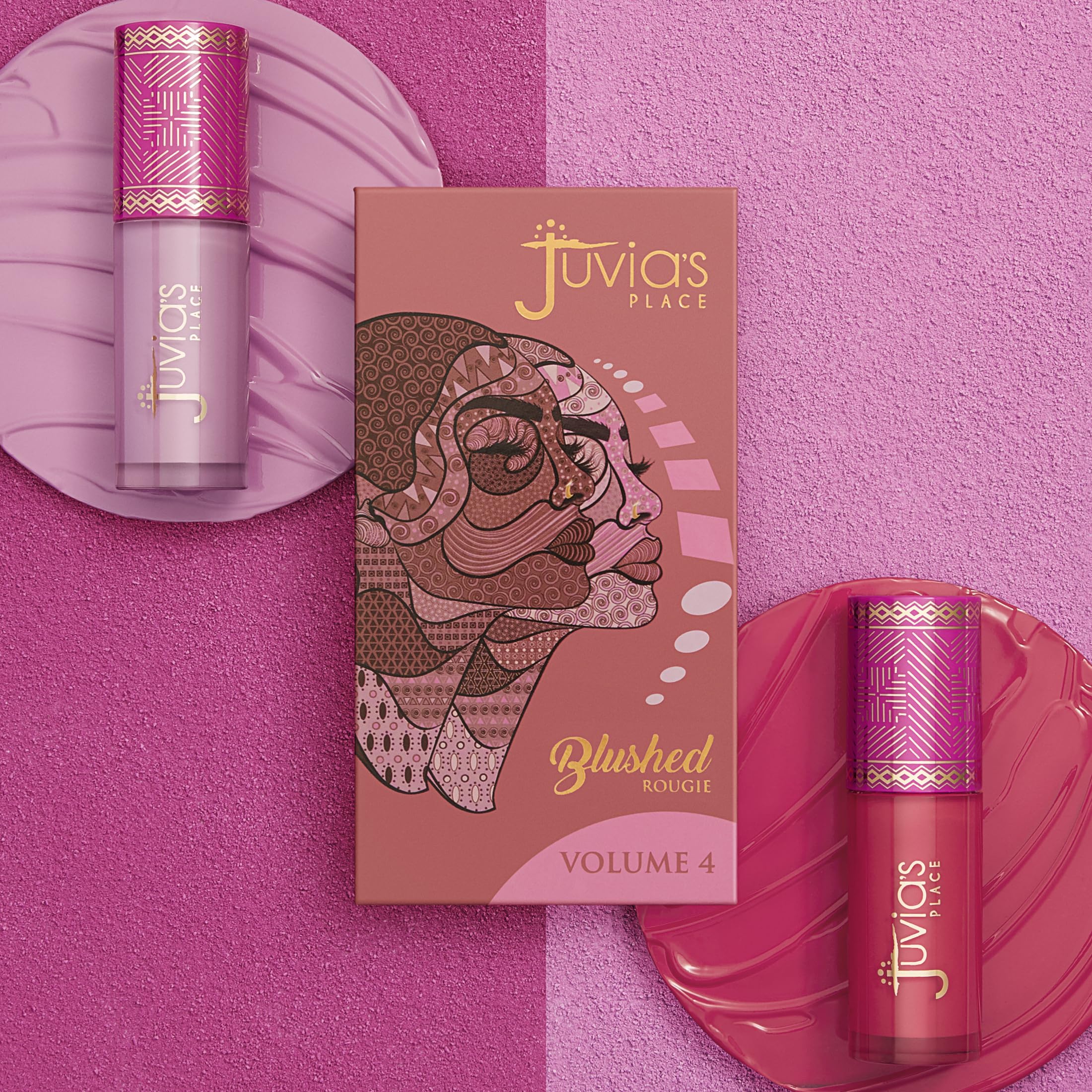 Juvia's Place Blushed Duo Volume4 soft pigment applies evenly.