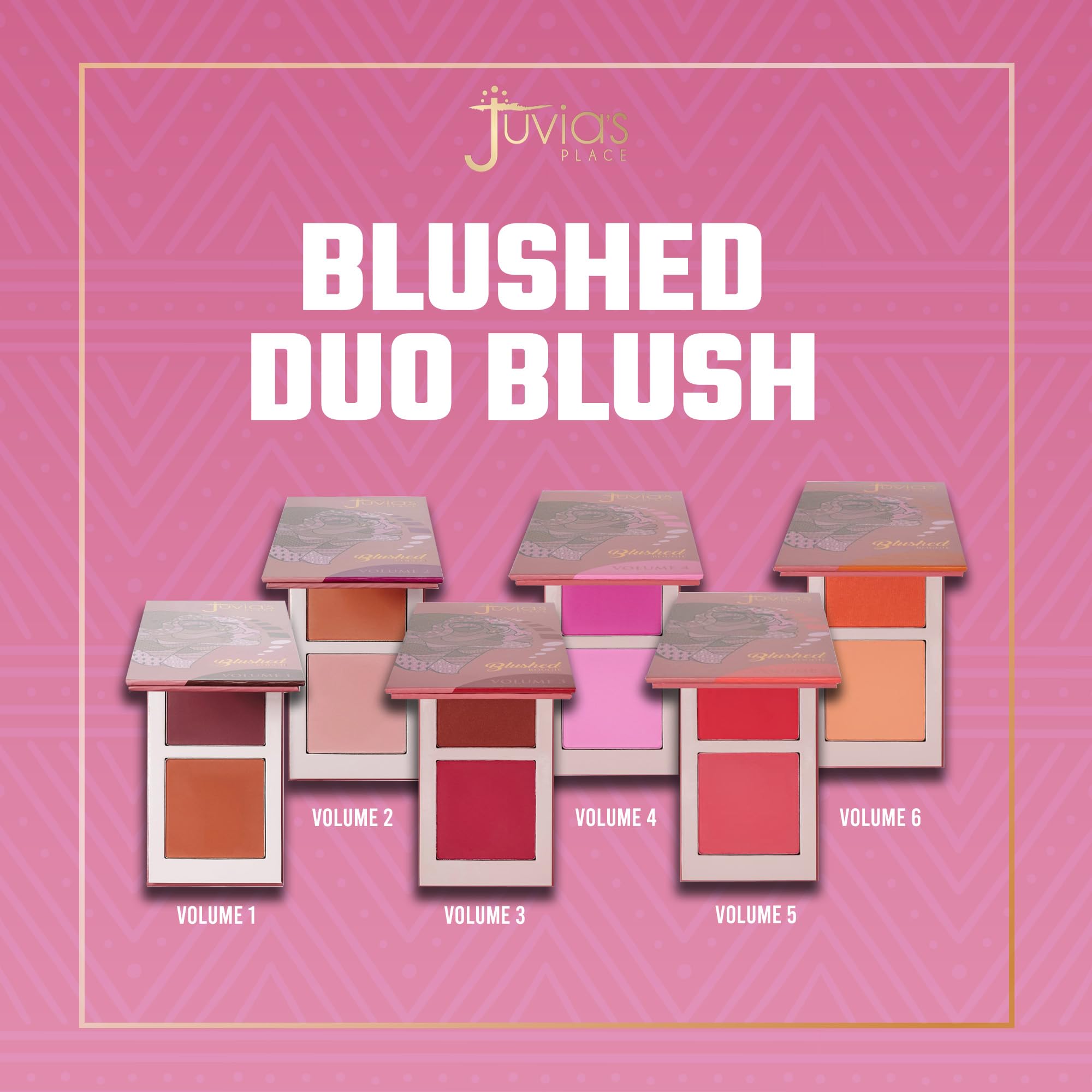 Juvia's Place Blushed Duo Volume4 two-shade swatch for versatile cheeks.