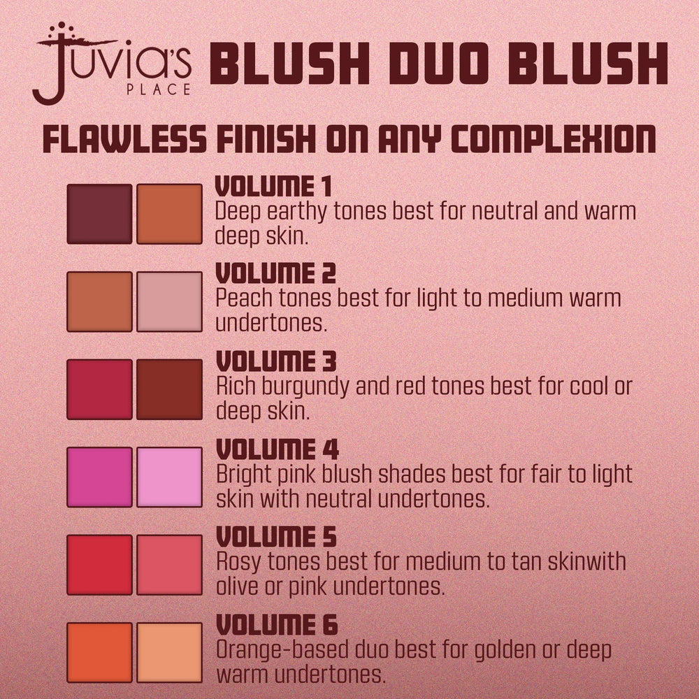 Juvia's Place Blushed Duo Volume5 long-wear formula stays vibrant through the day