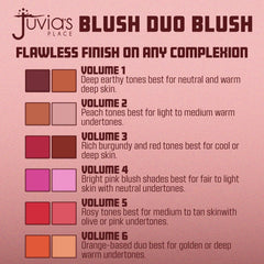Juvia's Place Blushed Duo Volume5 long-wear formula stays vibrant through the day