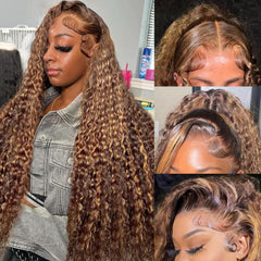 Juviso honey blonde deep wave wig 30in showing luxurious length and full density for drama