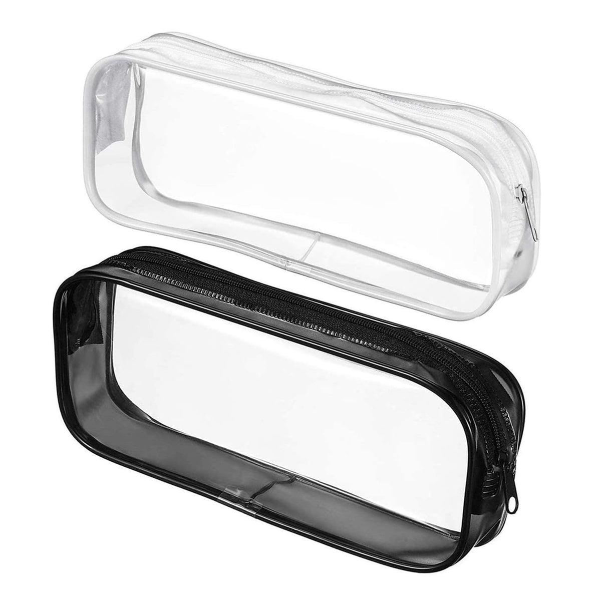 Juxiamal clear case with zipper front view for quick access to travel cosmetics