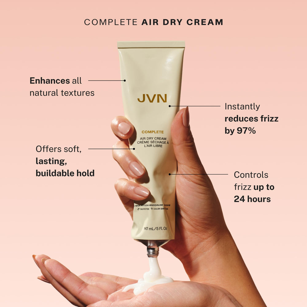 JVN Complete Air Dry Cream tube promotes no-heat styling with natural texture.