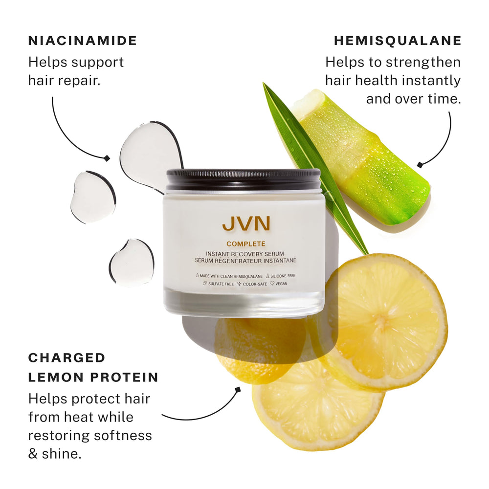 Frizz-free shine around hair after applying JVN serum