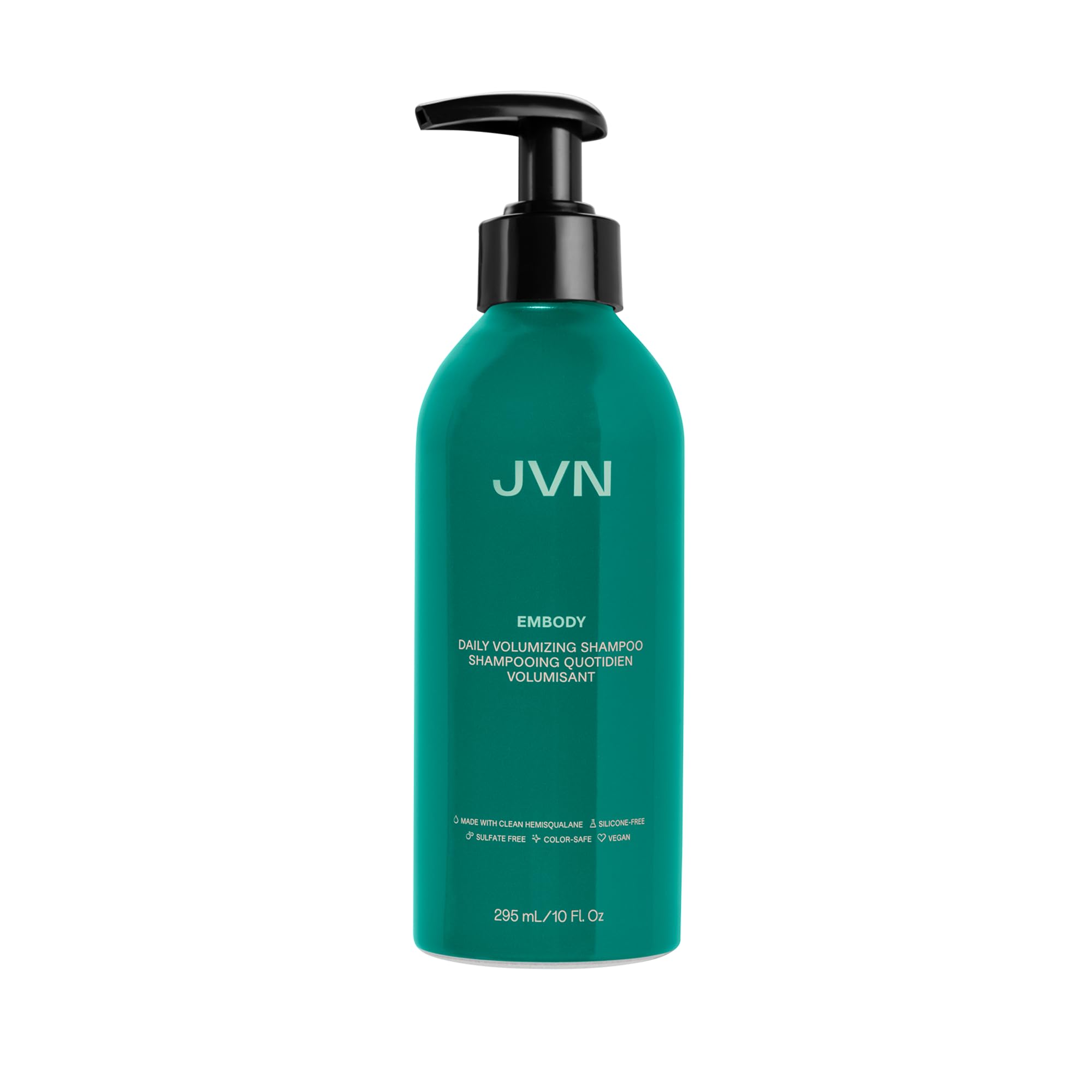 JVN Embody Volumizing Shampoo bottle showcasing color-safe cleansing and fullness