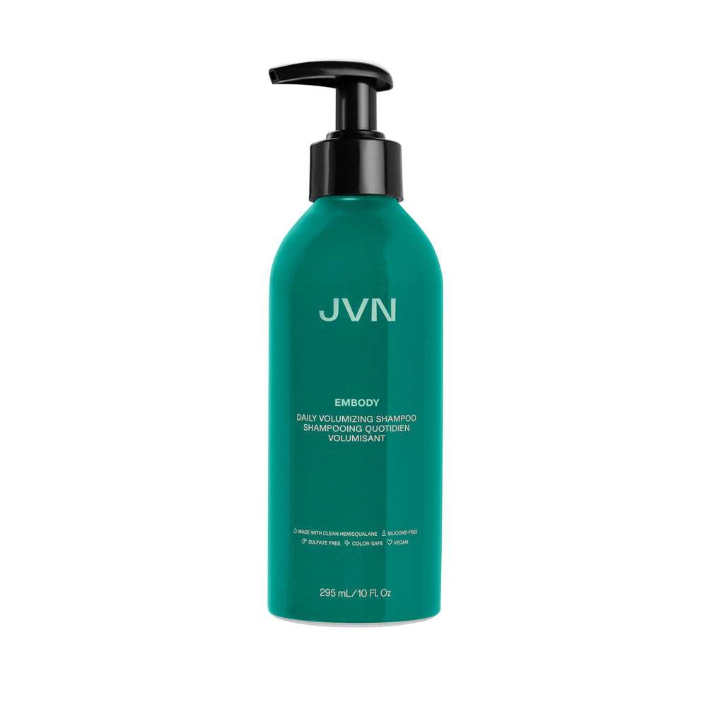 JVN Embody Volumizing Shampoo bottle showcasing color-safe cleansing and fullness