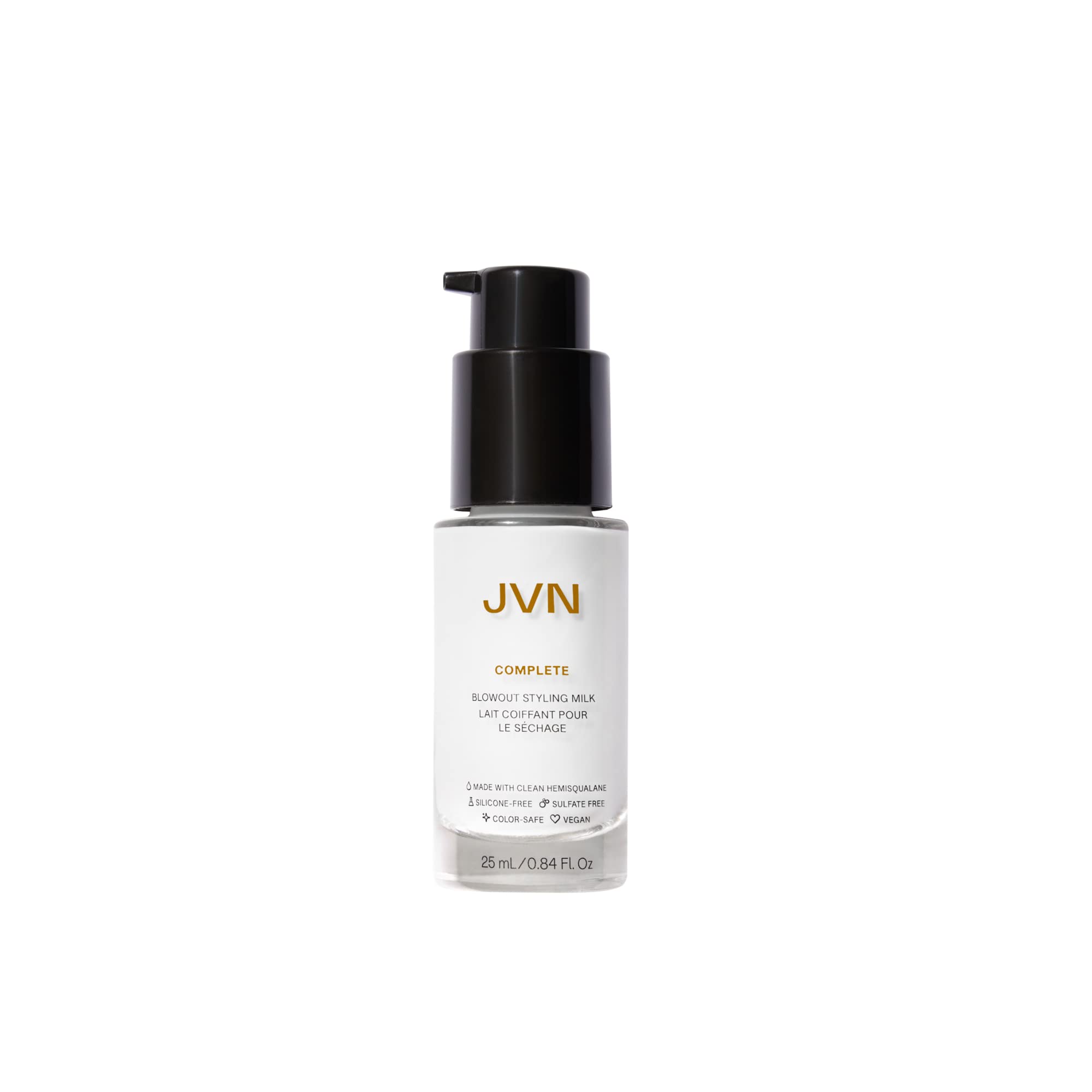 JVN Leche de peinado para secado profesional, botella, control del frizz.