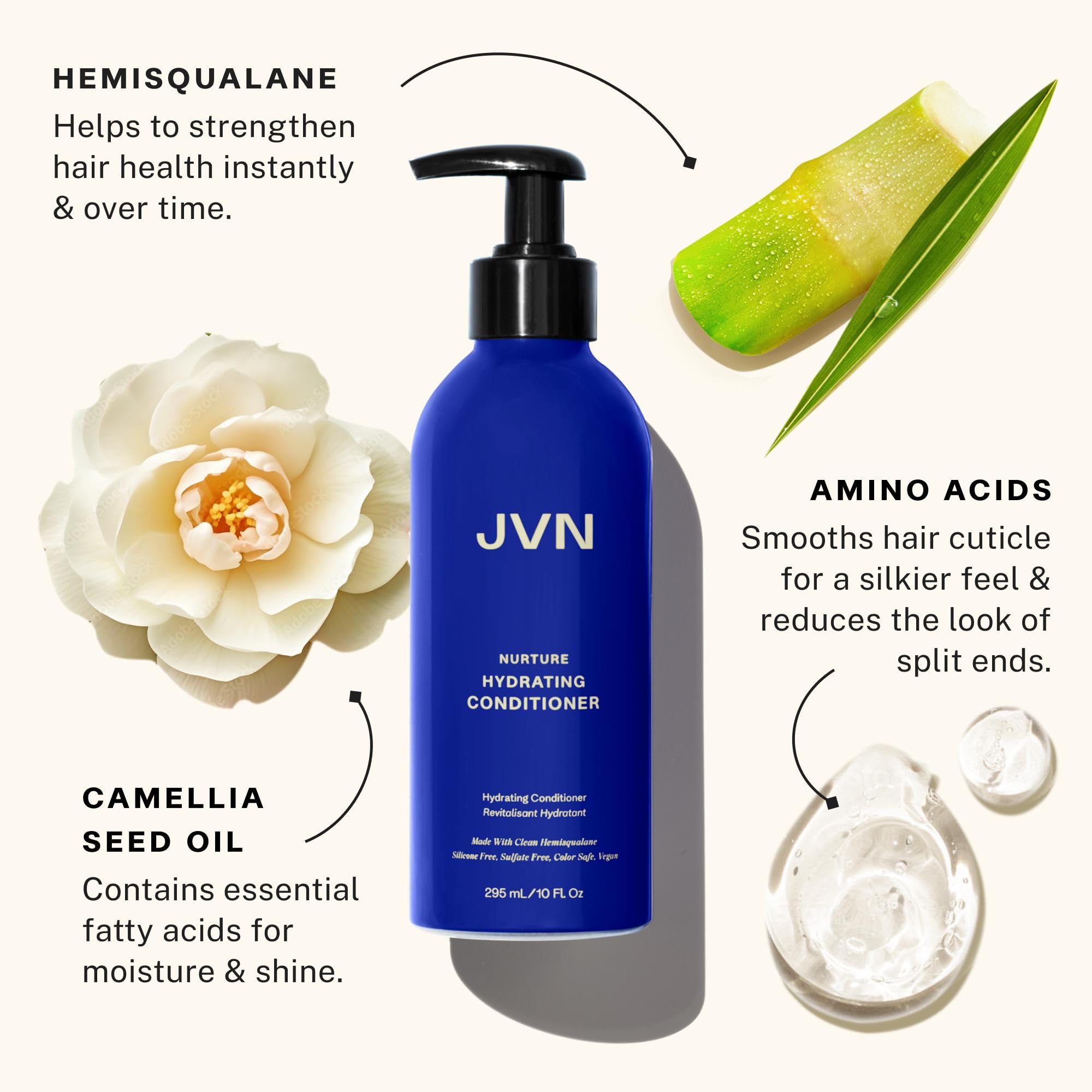 Applying JVN Nurture Hydrating Conditioner to mid-lengths for detangled, smoother hair