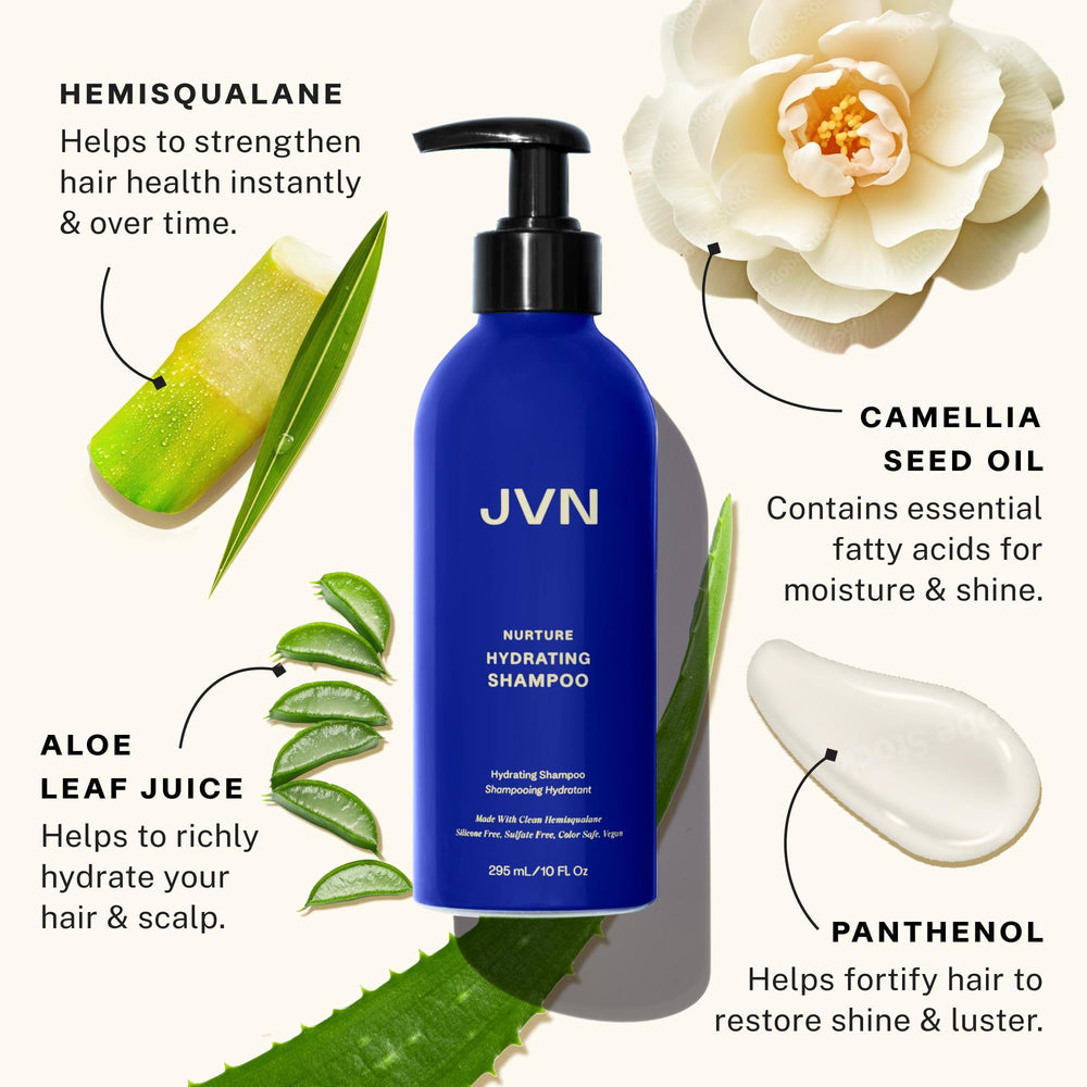 JVN Nurture Hydrating Shampoo lather close-up showing rich cleansing