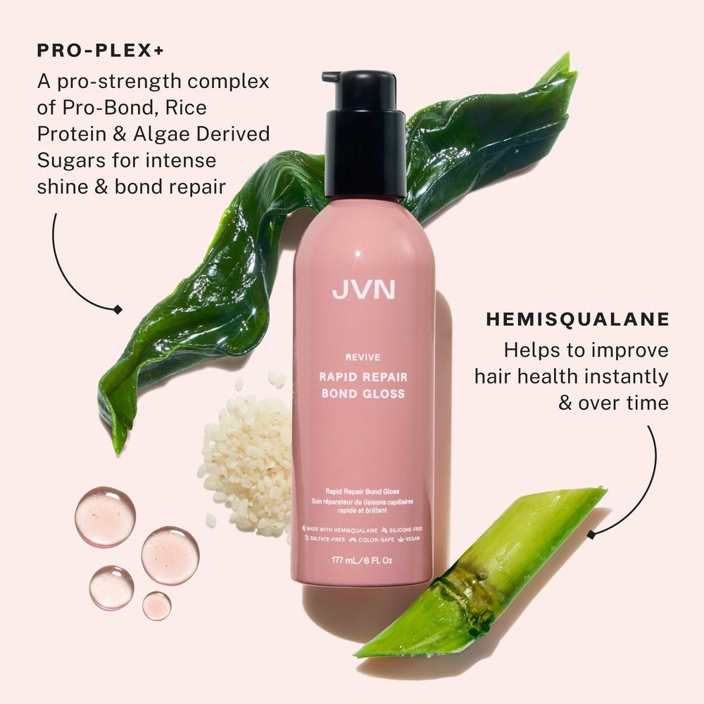 JVN Revive Bond Gloss application on hair reveals glaze-like finish
