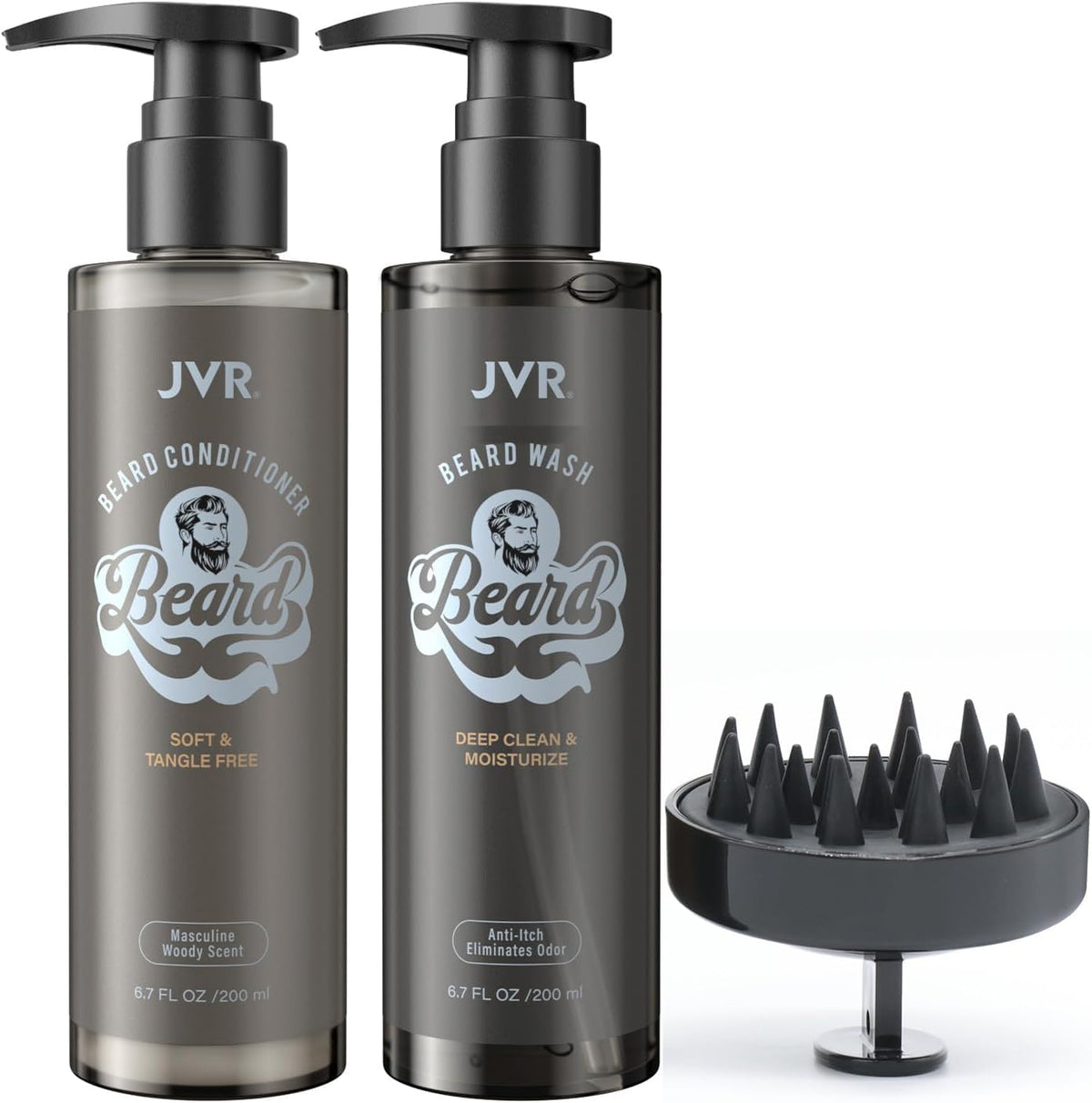 JVR beard wash bottle with rich lather for a refreshing cleanse.