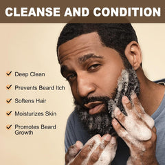 JVR beard wash foam close-up highlighting gentle cleansing action.