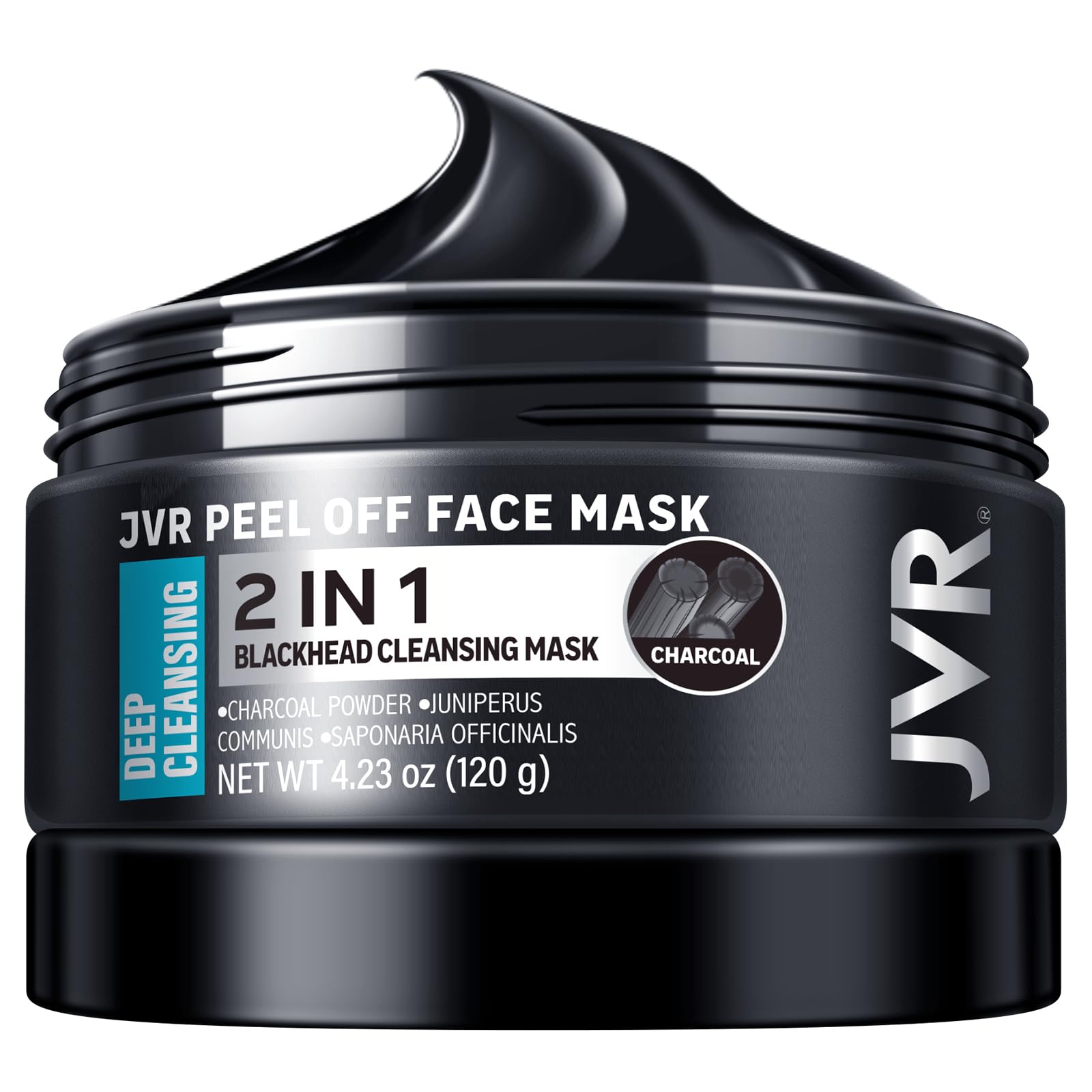 JVR mascarilla negra con carbón activado, aplicación suave para purificar la piel.