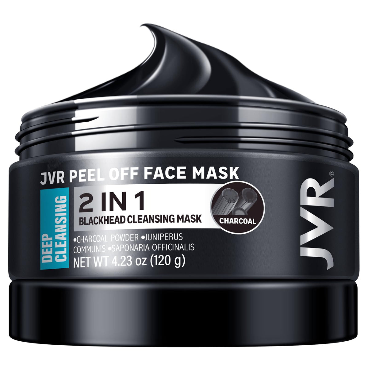 JVR mascarilla negra con carbón activado, aplicación suave para purificar la piel.