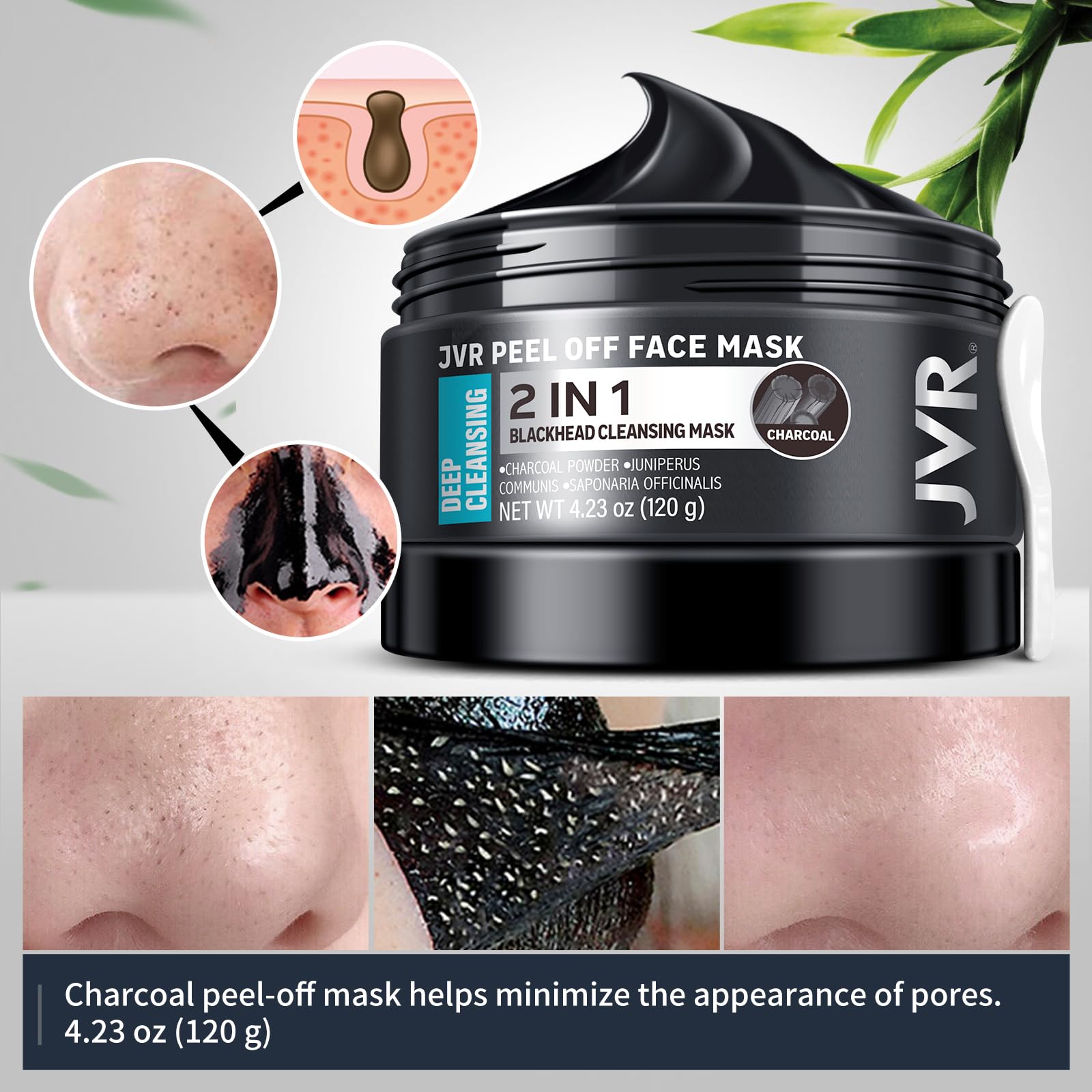 JVR mascarilla negra con extracto de saponaria, limpieza profunda sin resecar.