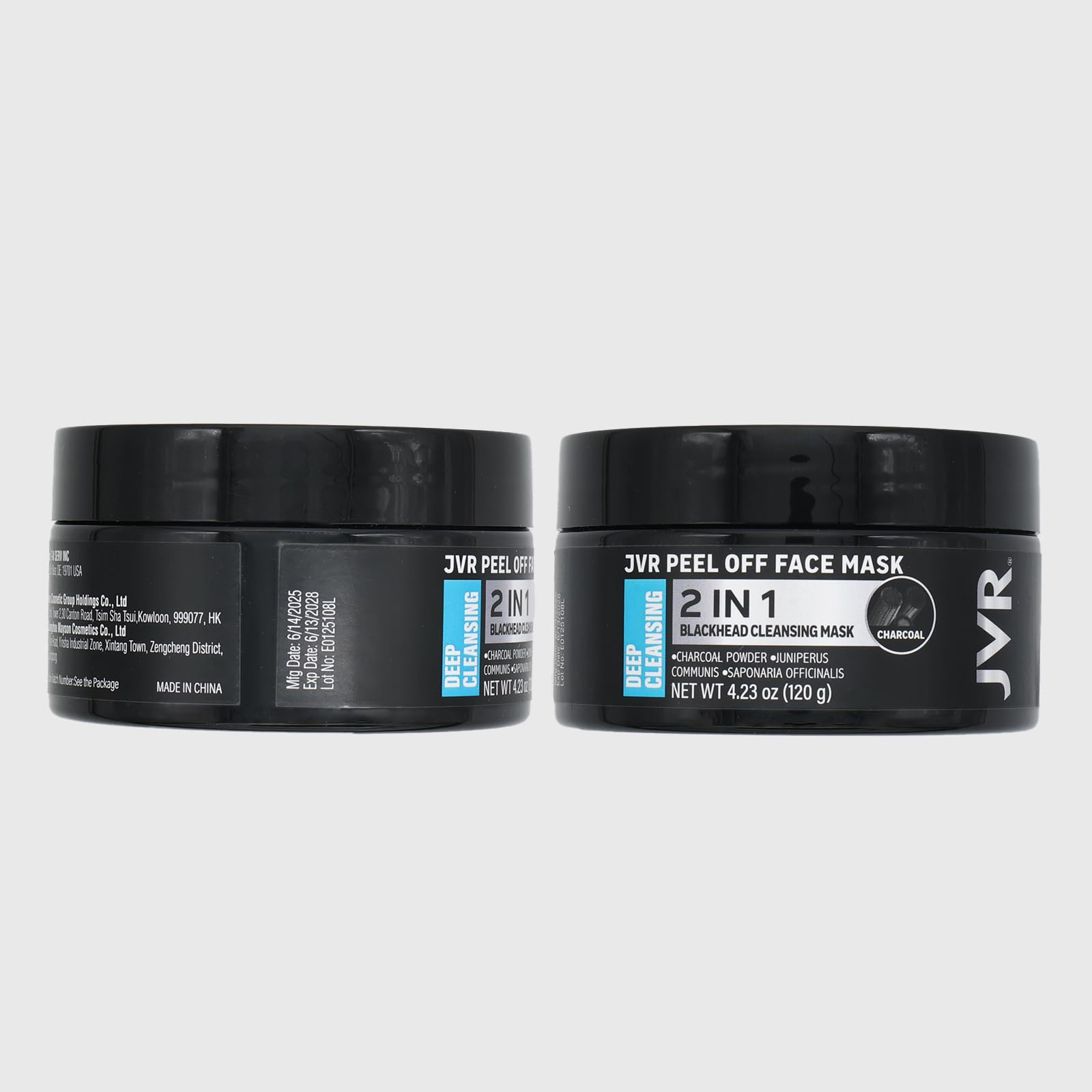 JVR mascarilla negra apta para todo tipo de piel.