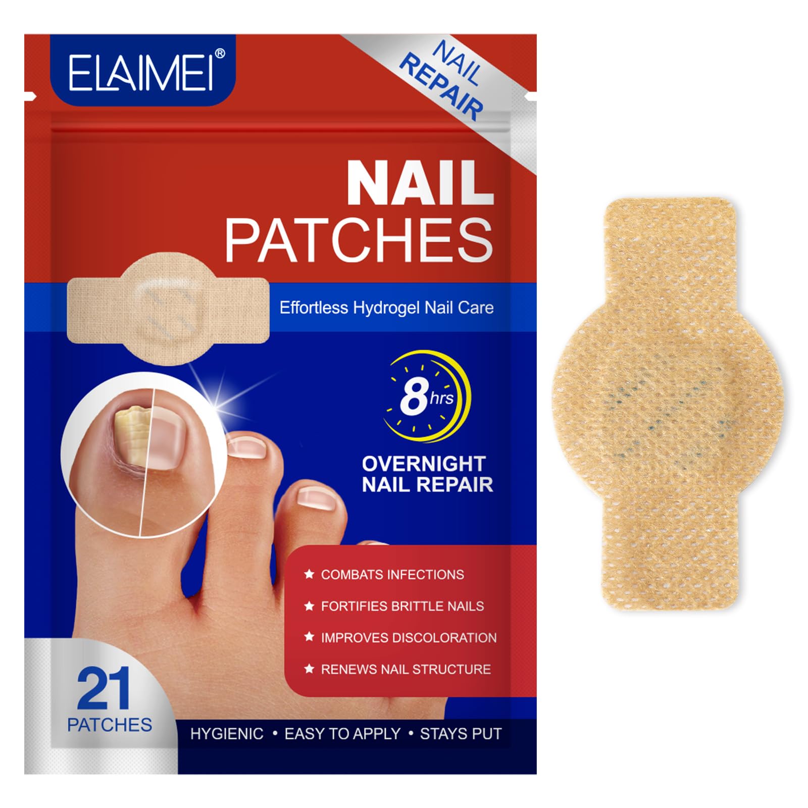 Parche de uñas JWBVCTCR para tratamiento de 8 horas durante la noche.