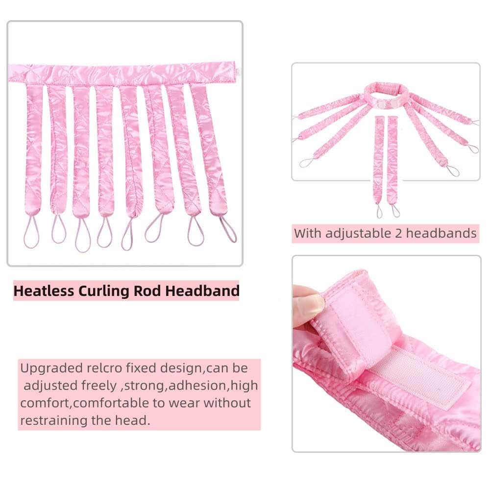 JYHi pink heatless hair curler wrap-around hair view for quick DIY curls.