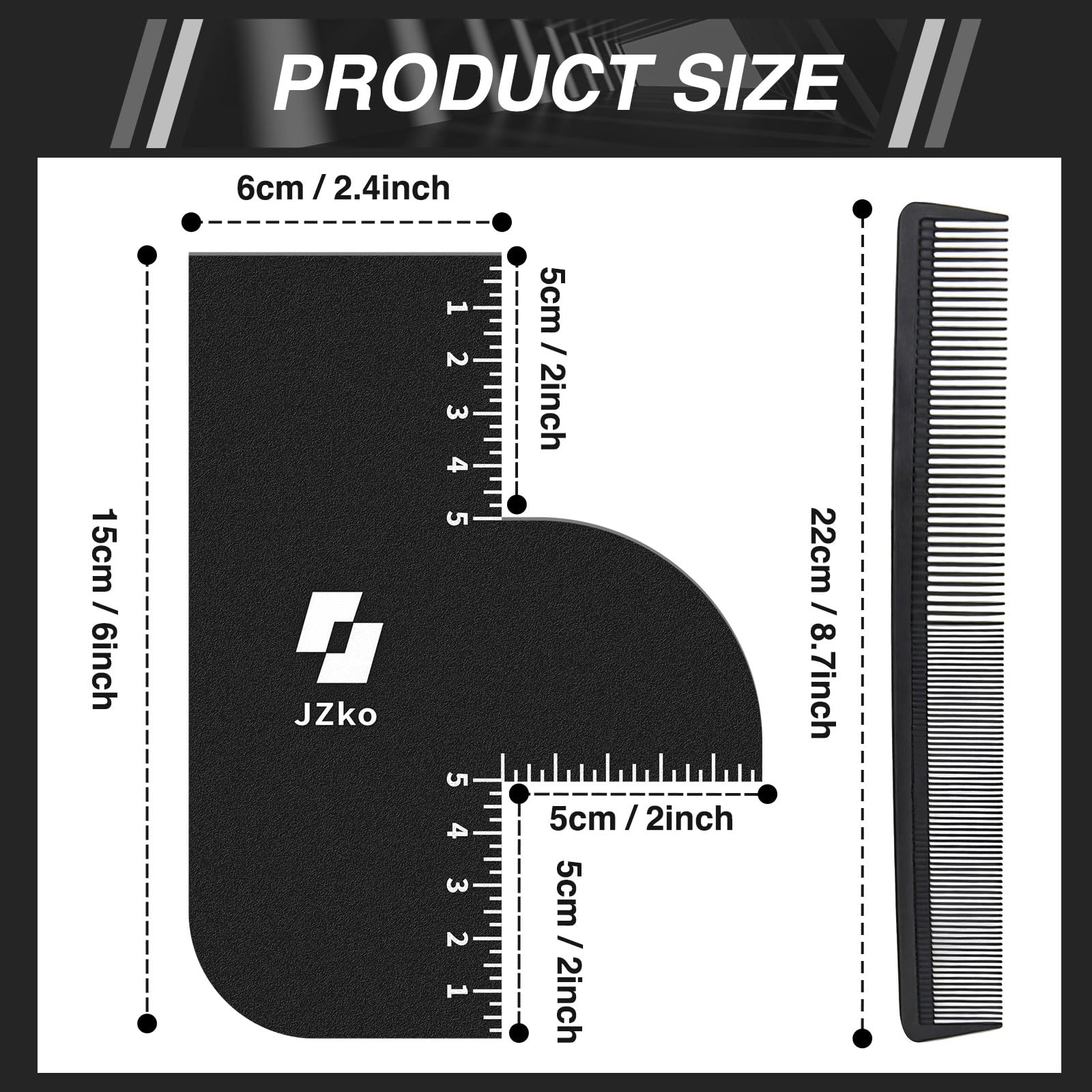 JZko edge line up tool with precision focus for symmetric hairlines.