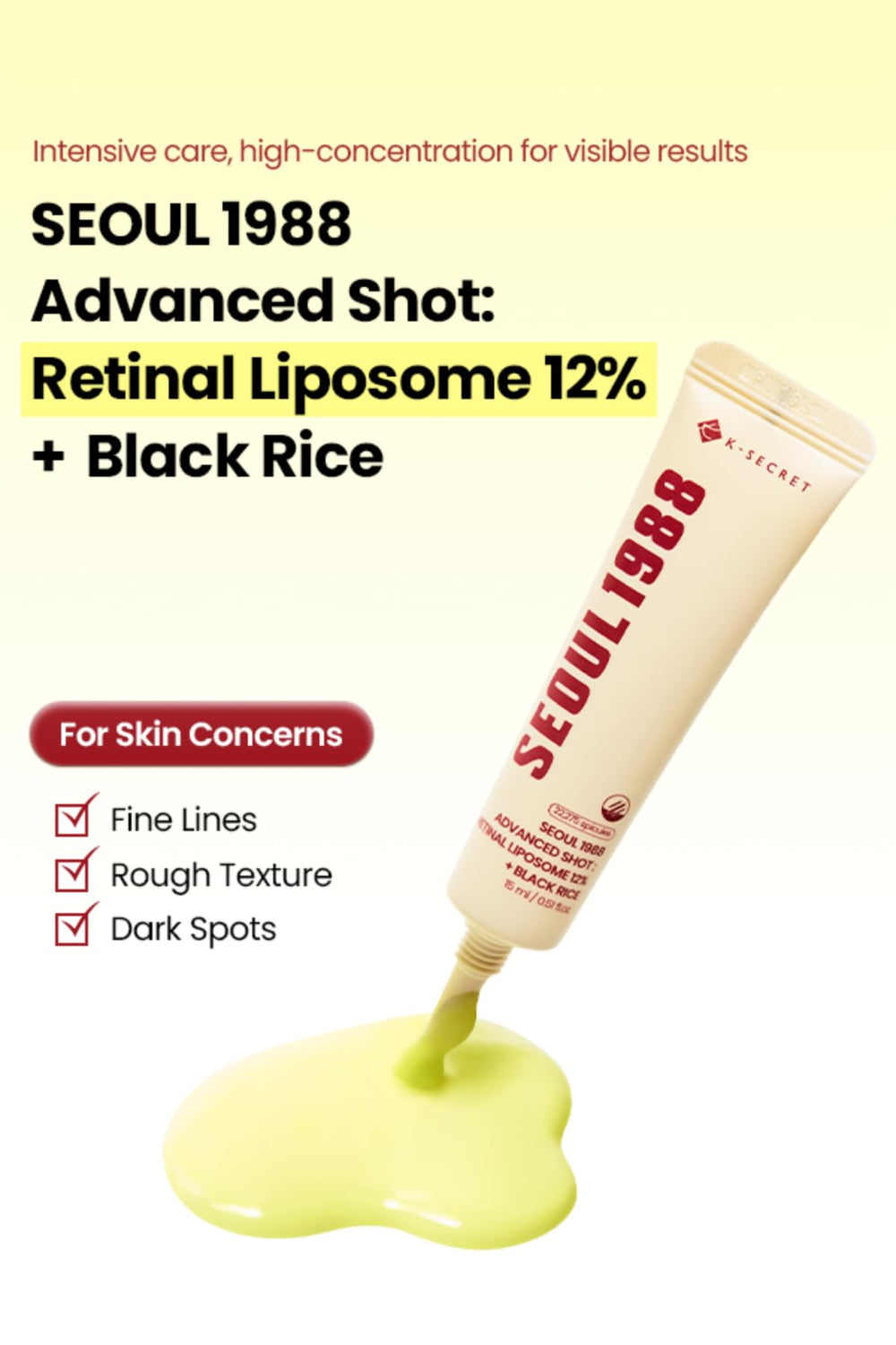 Aplicación del K-SECRET SEOUL 1988 Retinal Advanced Shot en la cara para absorción suave.
