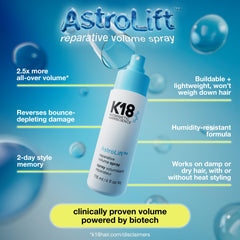 Finish of K18 AstroLift demonstrates a non-sticky, volumized texture.