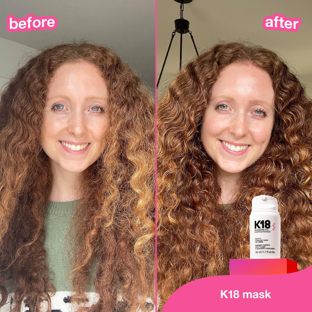 K18 before-and-after focus on improved texture after treatment.