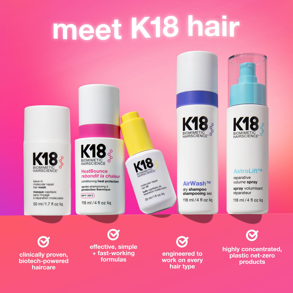 K18 Damage Shield Champú, presentación destacada para uso diario y cabello saludable.